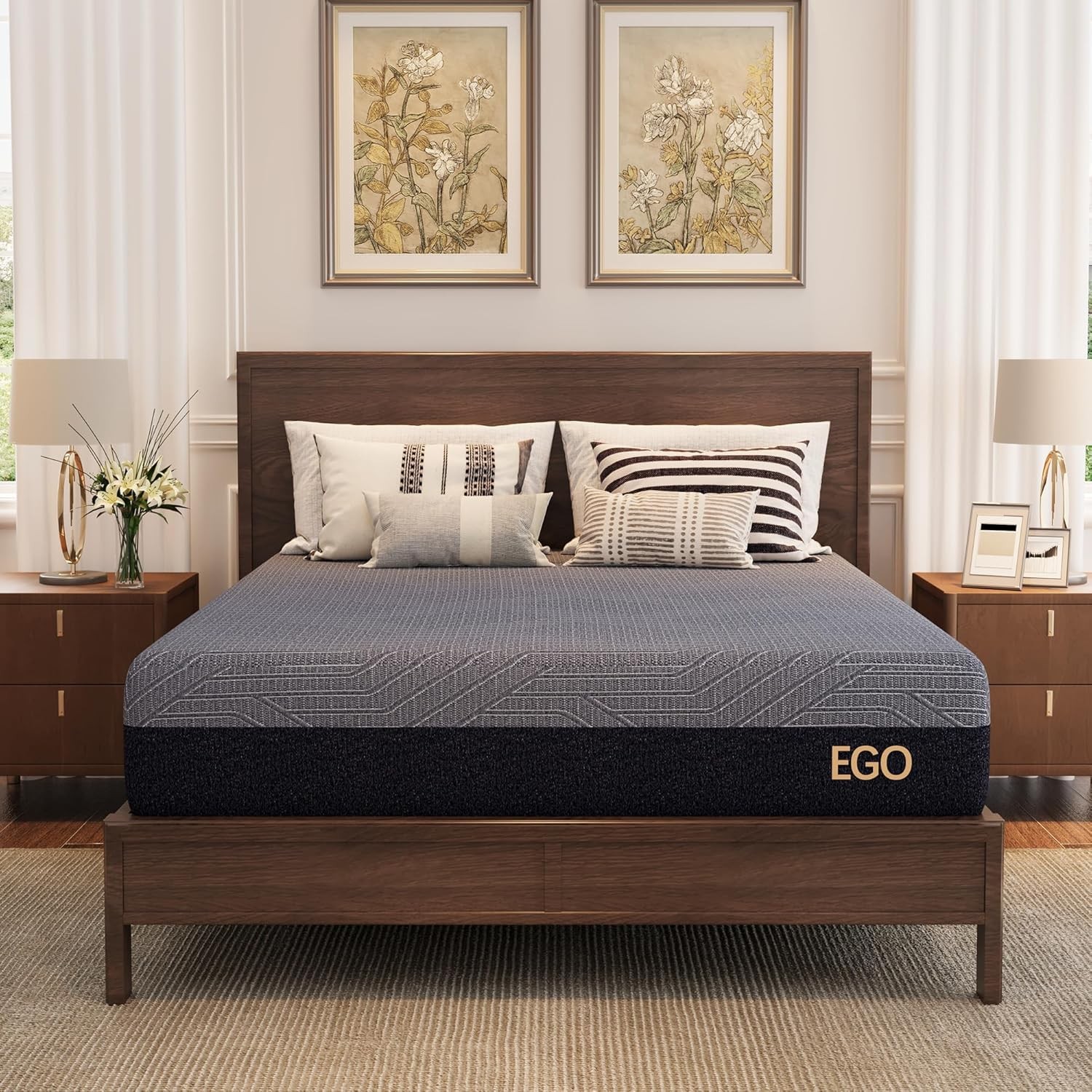 EGOHOME 14 Inch Twin Mattress, Copper Gel Memory Foam Mattress for Pain Relief,