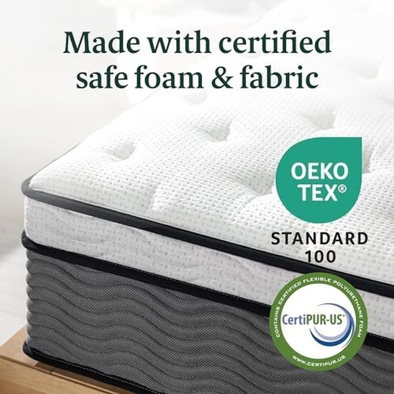 Hybrid Mattress Support Medium Feel Motion Isolation Safe Foam Shipping Box New