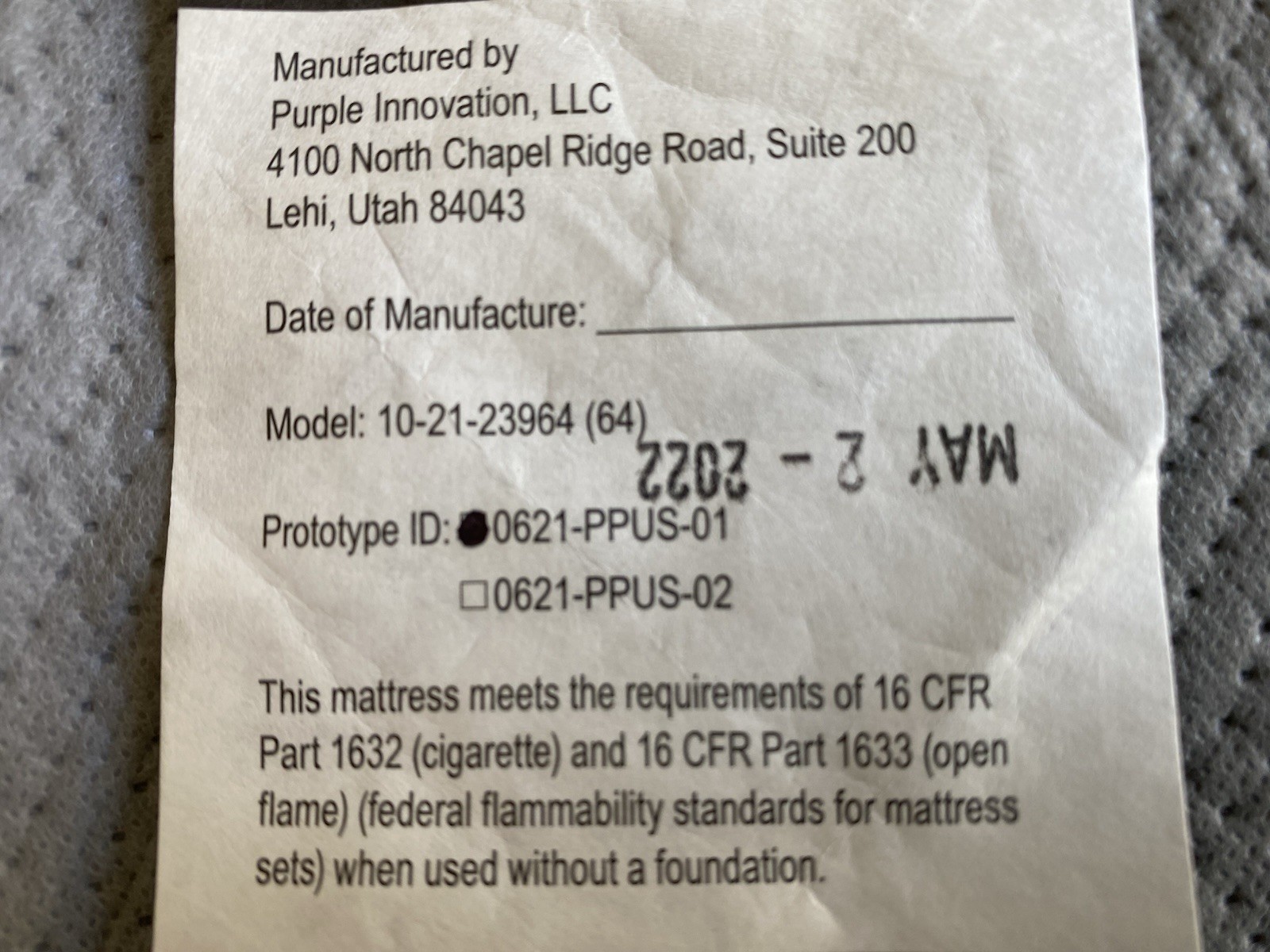 Purple Hybrid – Replacement for Factory Mattress Cover Top & Bottom Zip-On 11″
