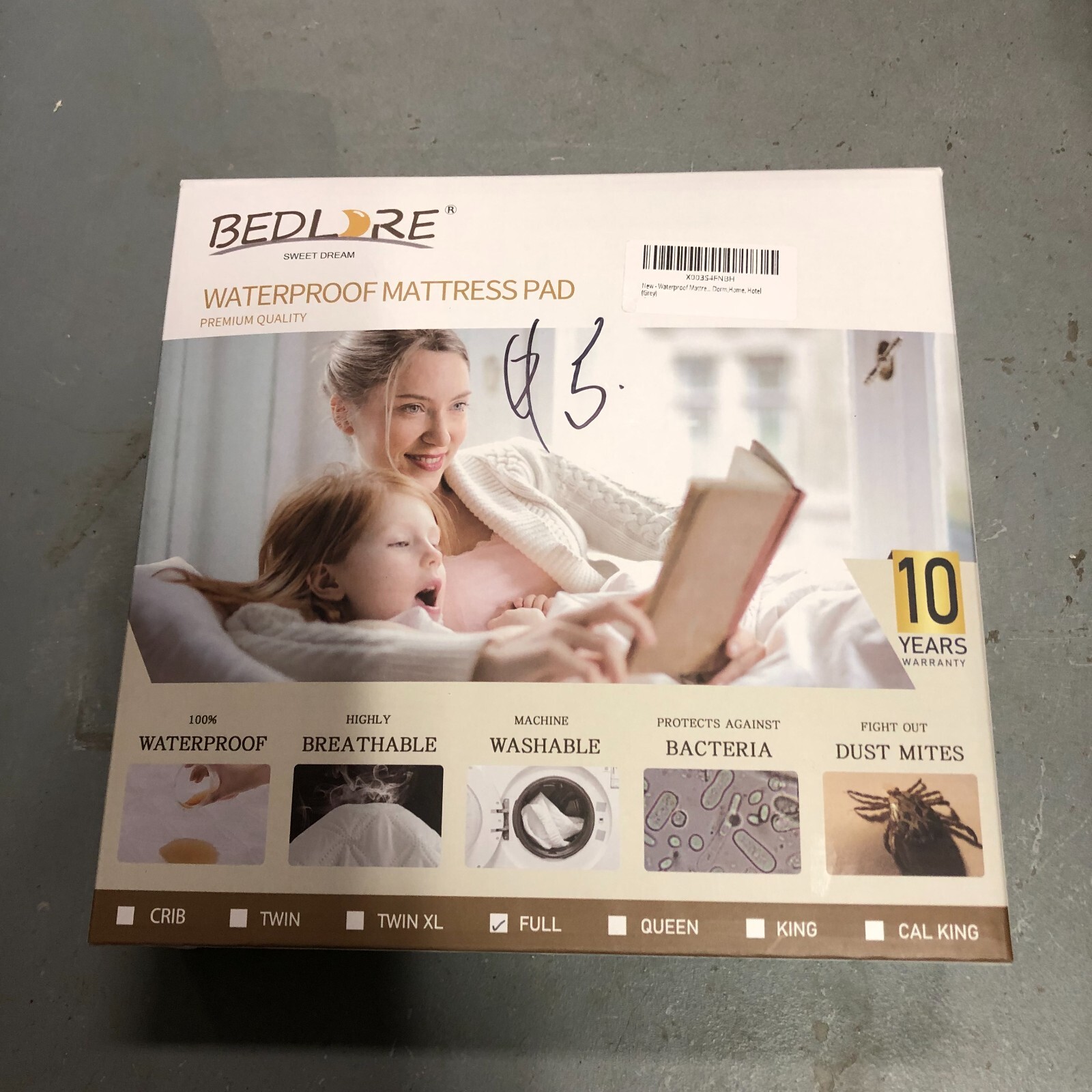 BEDLORE Waterproof Mattress Protector, Size Full, Gray Depth 8 -18″ NEW Sealed