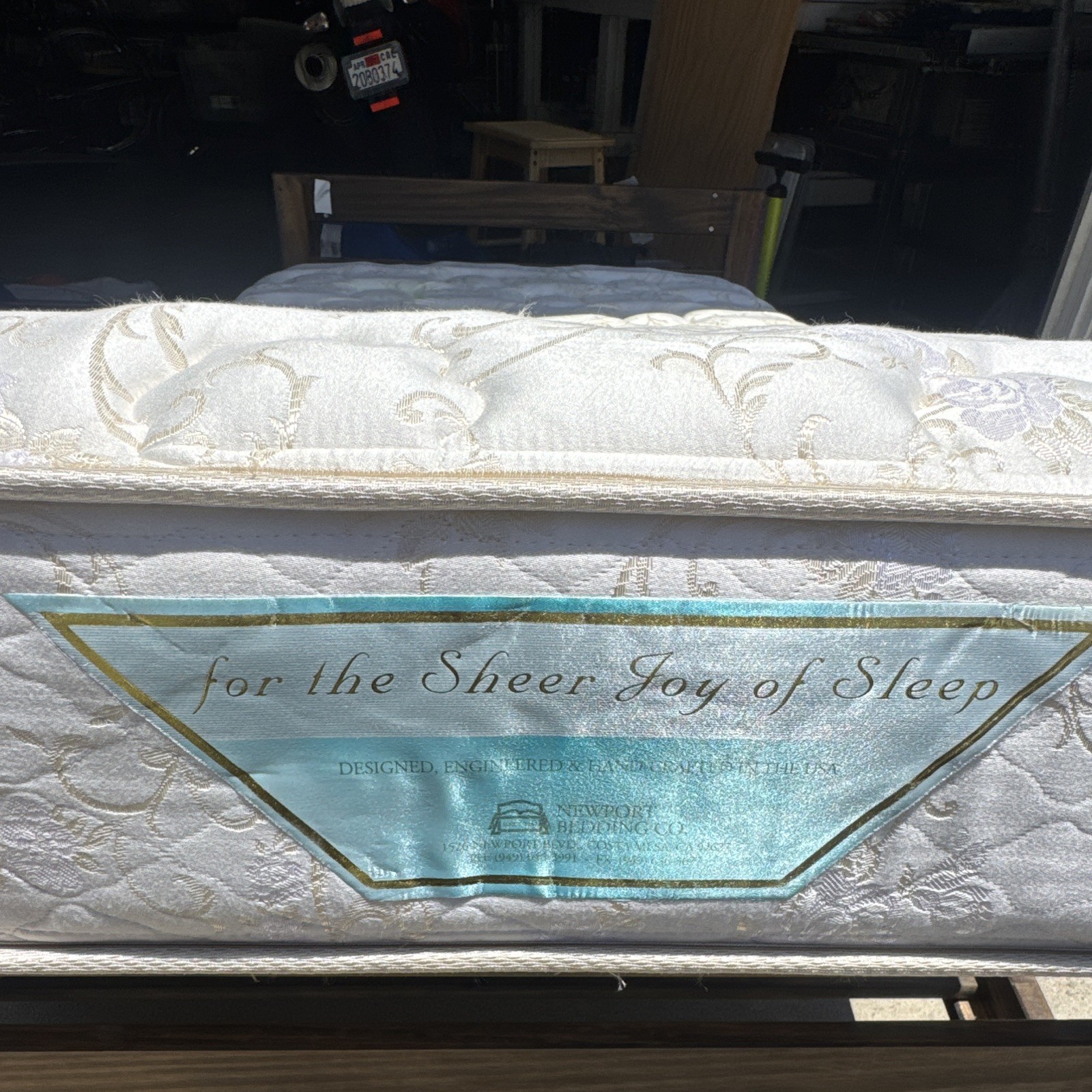 Newport Bedding Co. Twin Box Spring Medium Firm White Floral Fabric Cover