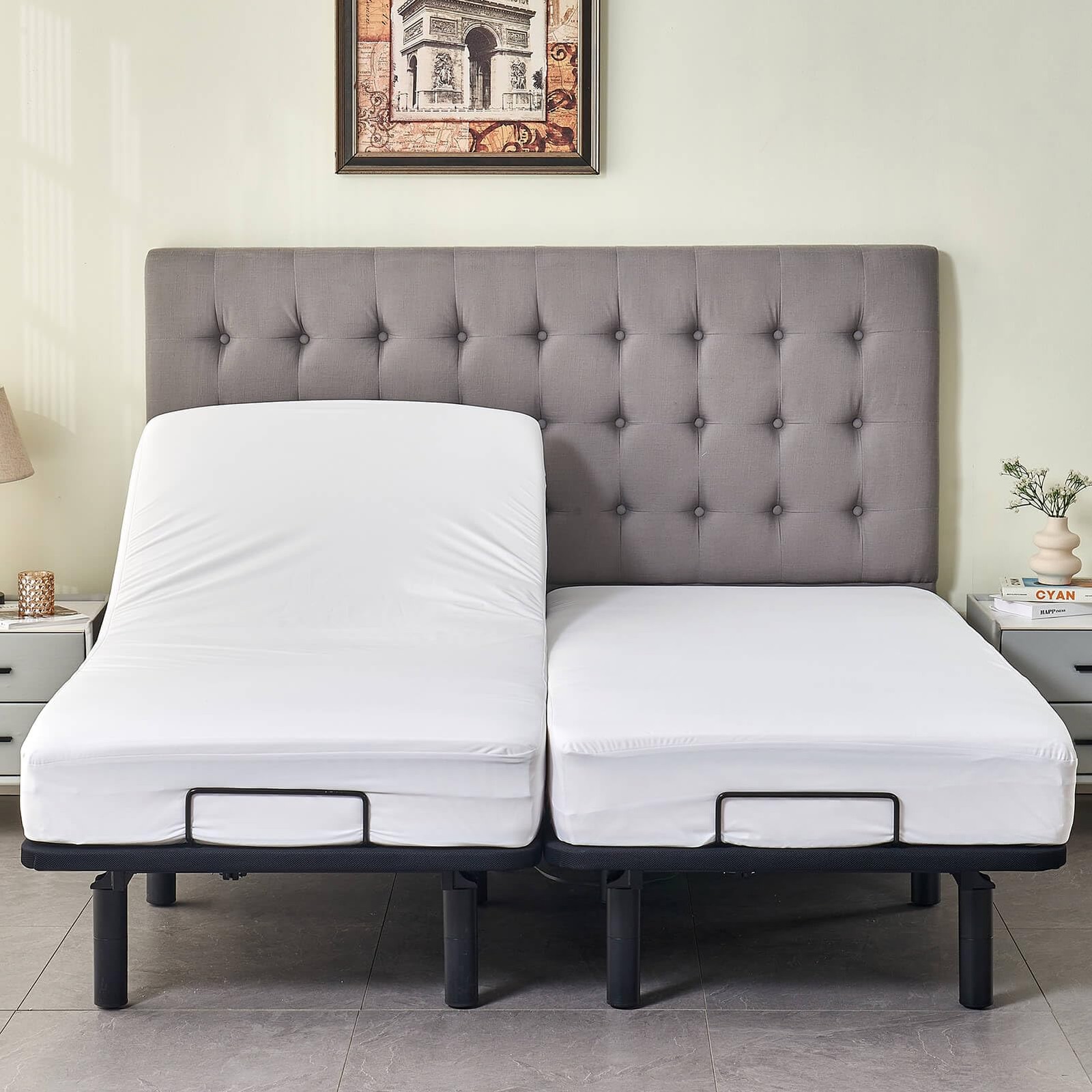 Waterproof Split King Mattress Protector for 2x(39×80), White