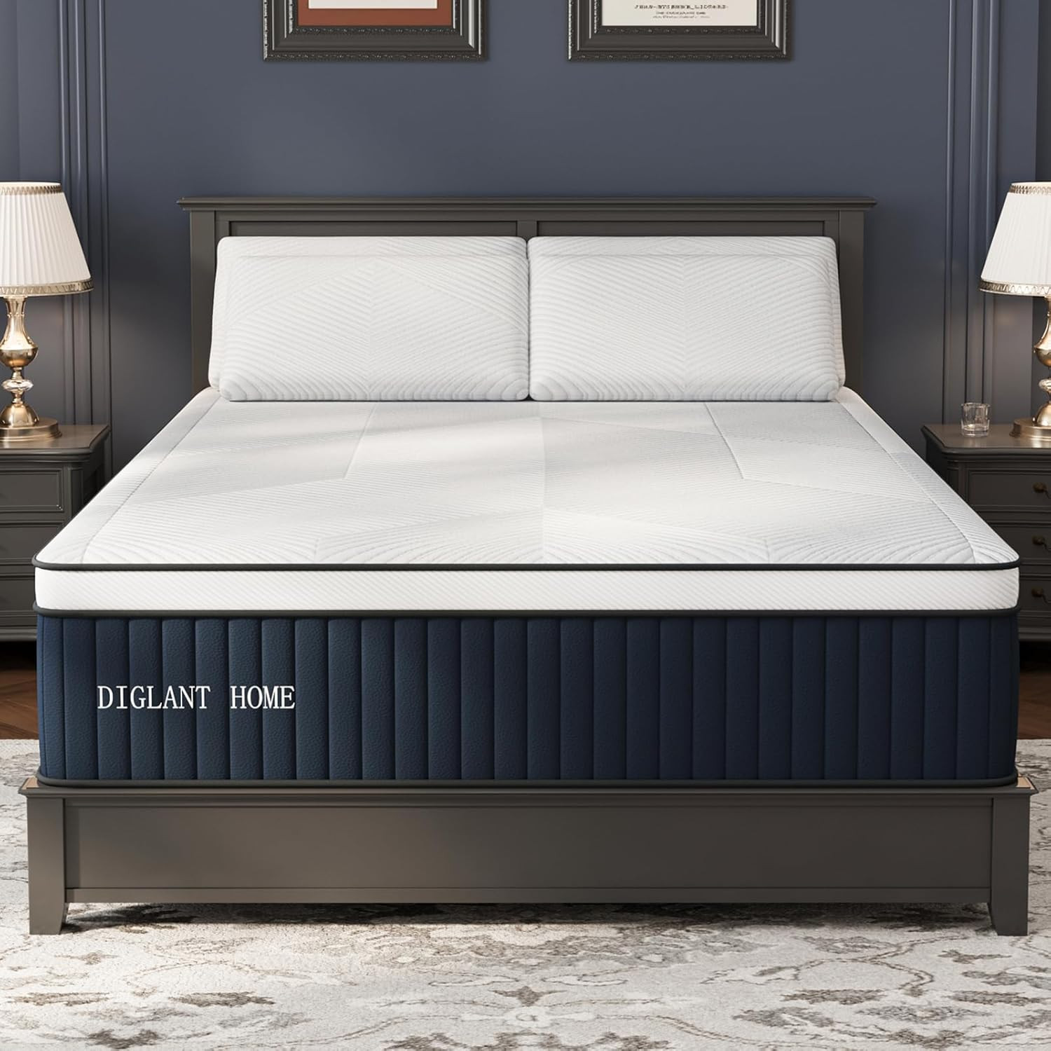 DIGLANT 14″ Euro Top Queen Mattress, Memory Foam & Pocket Springs Hybrid
