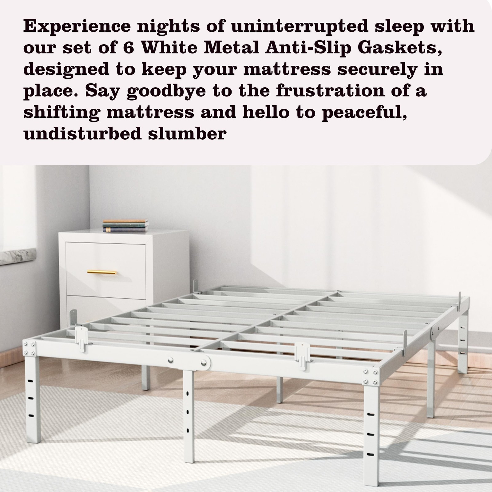 Set of 6 Metal Anti-Slip Mattress Gaskets – Prevents Sliding & Keeps Mattress