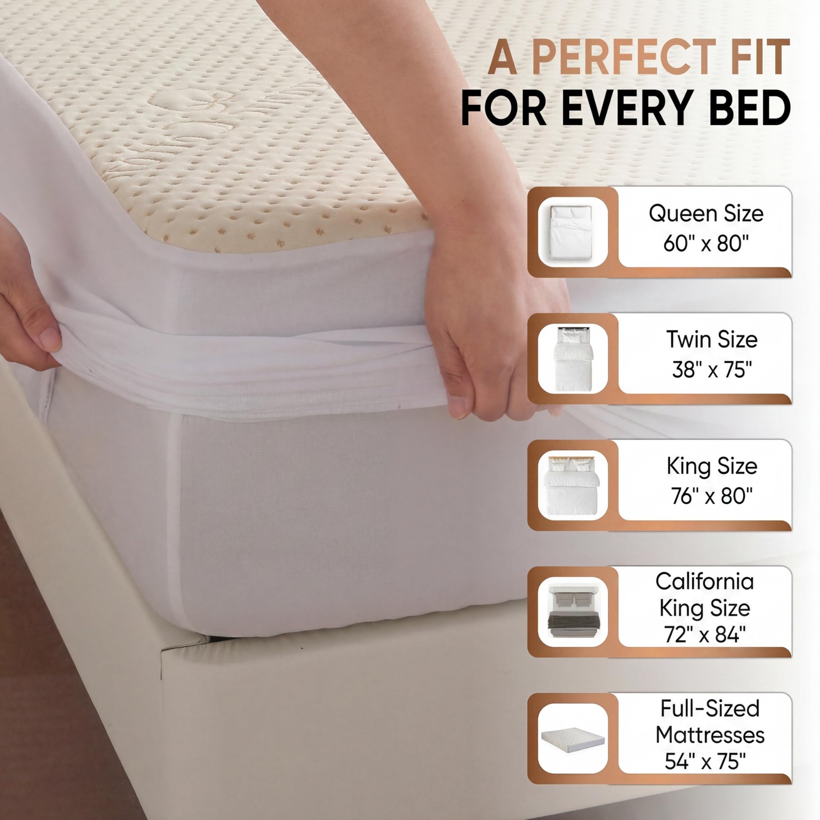 Luxury Waterproof Organic Mattress Protector Cal King California King, Ivory