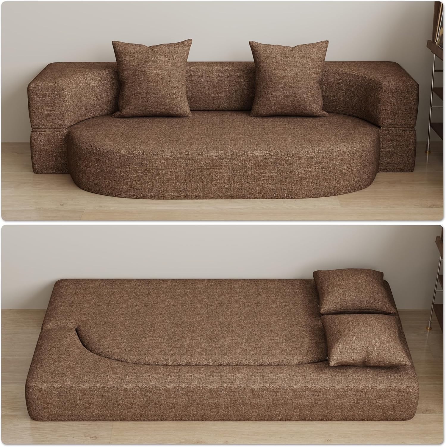 Folding Sofa Bed, Convertible Futon Sleeper Bed, 2-in-1