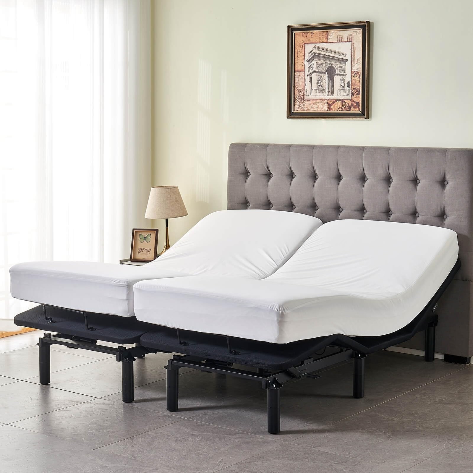 Waterproof Split King Mattress Protector for 2x(39×80), White