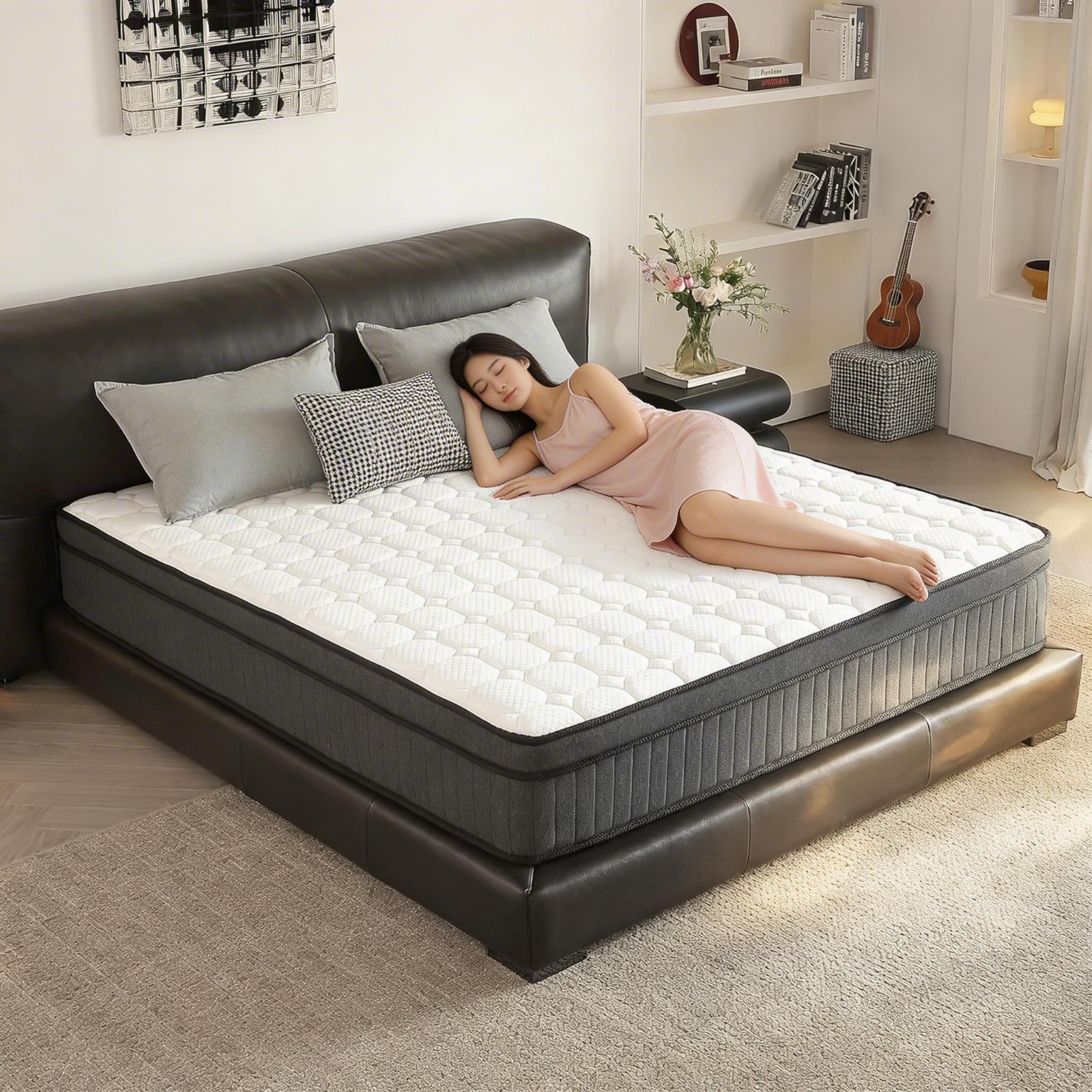 10″ Full/Queen Size Mattress Hybrid Mattress Gel Memory Foam Breathable In A Box