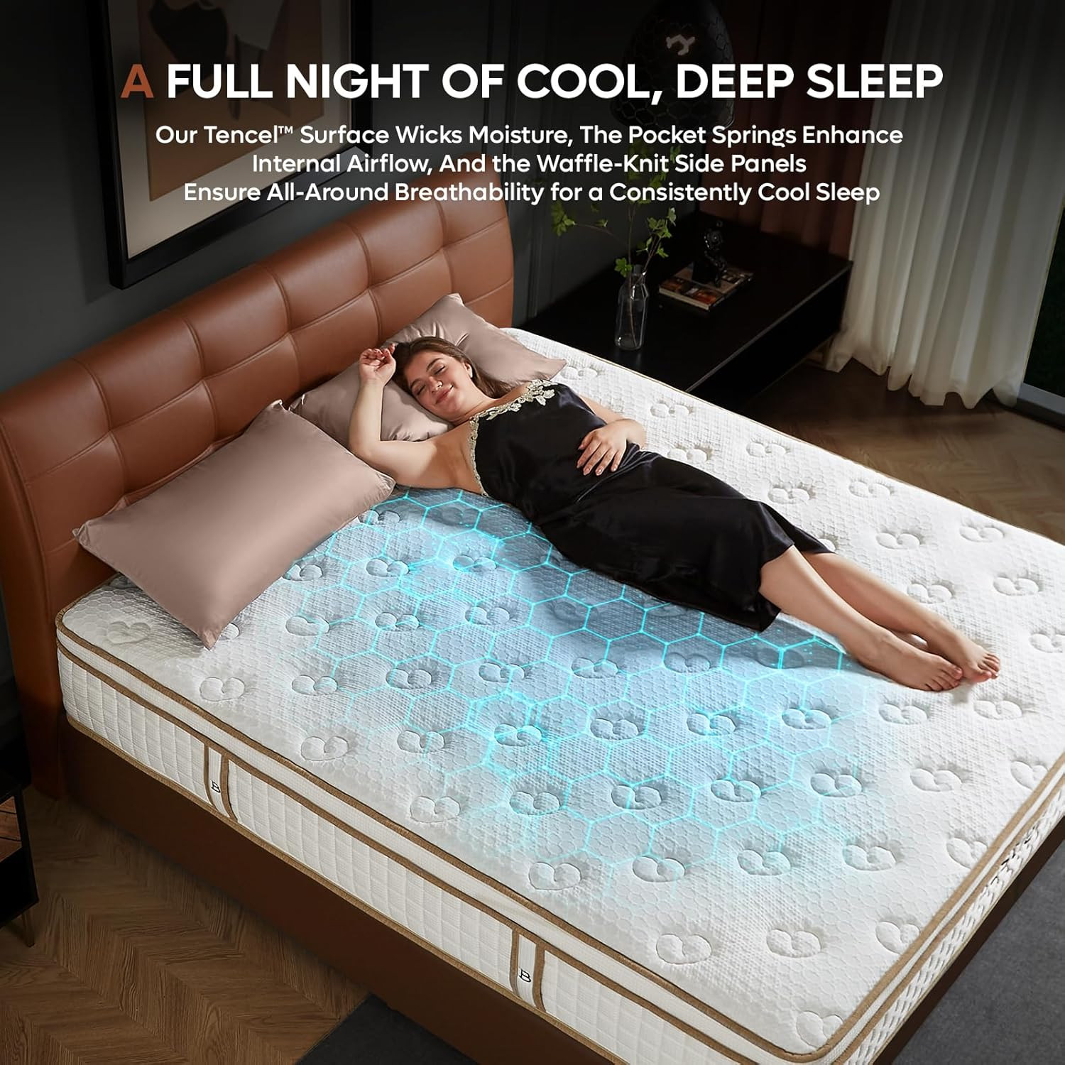 12″ King Hybrid Mattress with Cooling Cover & Edge Support for Back Pain Relief