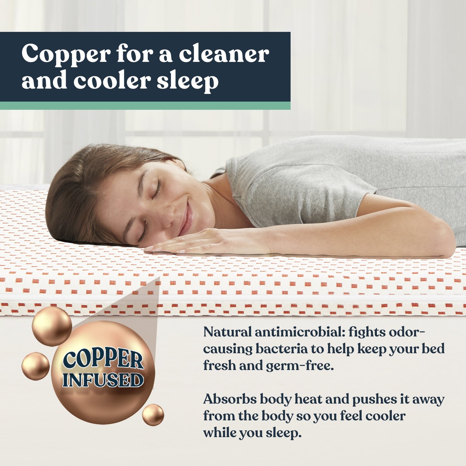 Fusion 3 In Hybrid 2 in 1 Copper Reversible Mattress Topper(Open Box)