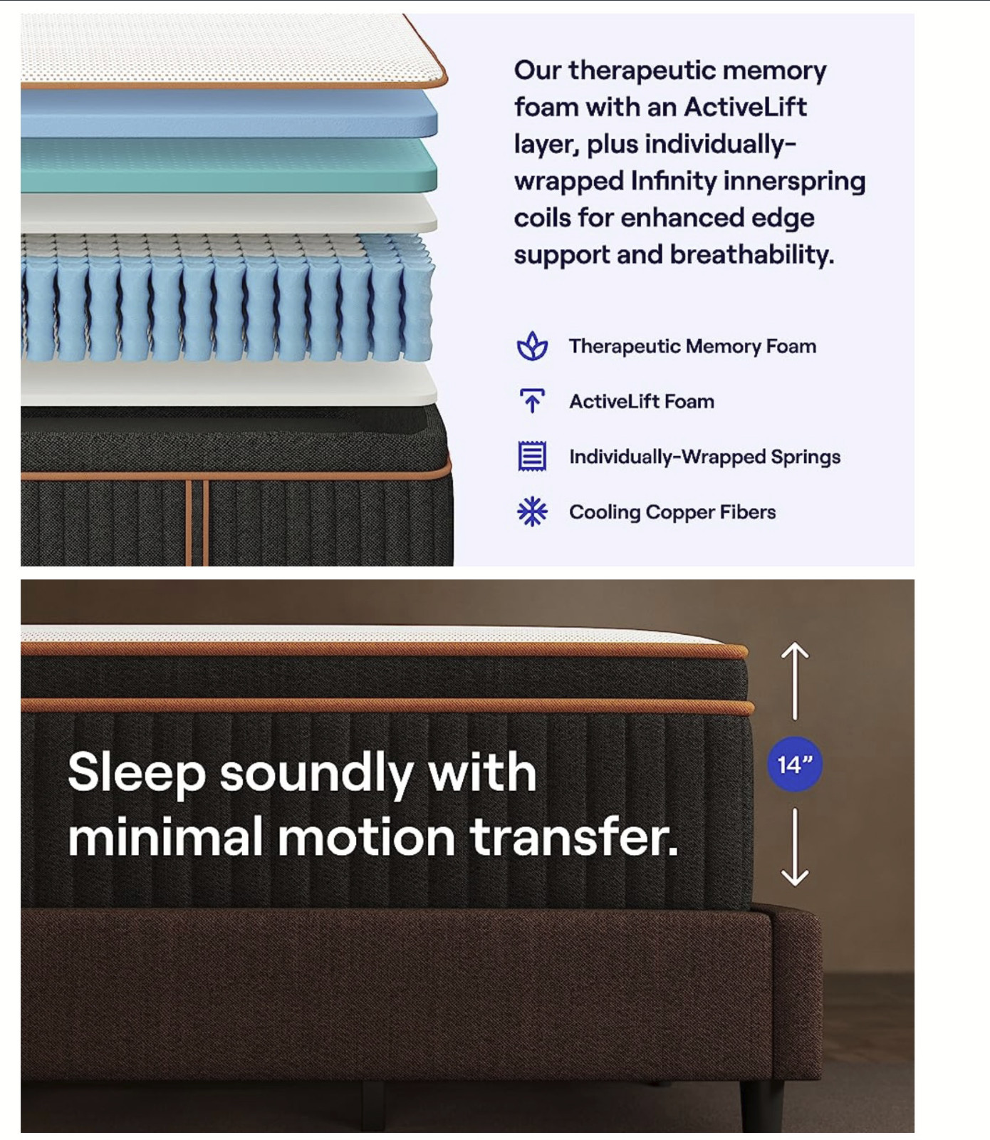 Nectar Premier Copper Hybrid Twin Mattress 14 Inch Medium Firm Memory Foam Steel