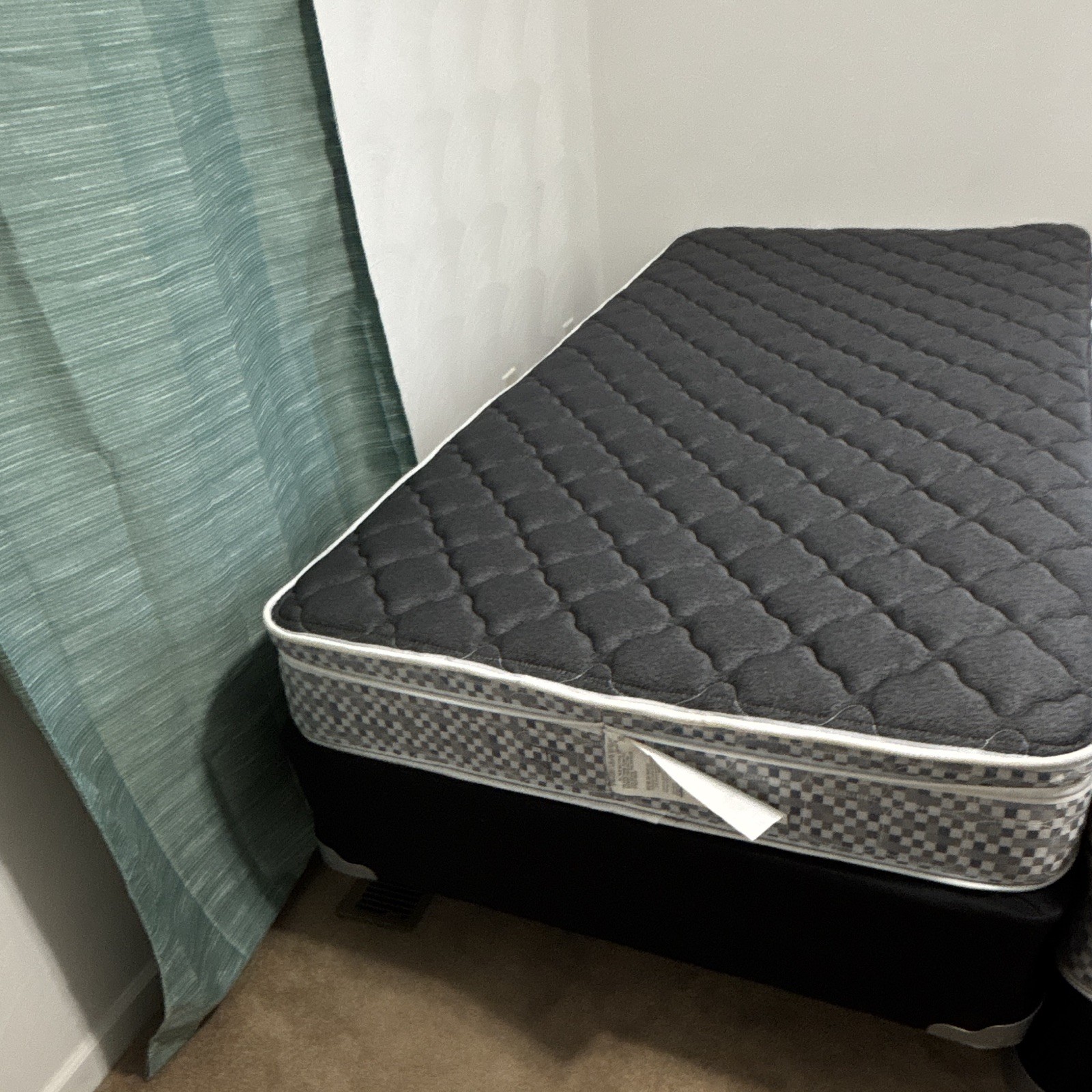 Twin Innerspring Mattress Medium Firm Quilted Fabric Cover Black/Gray