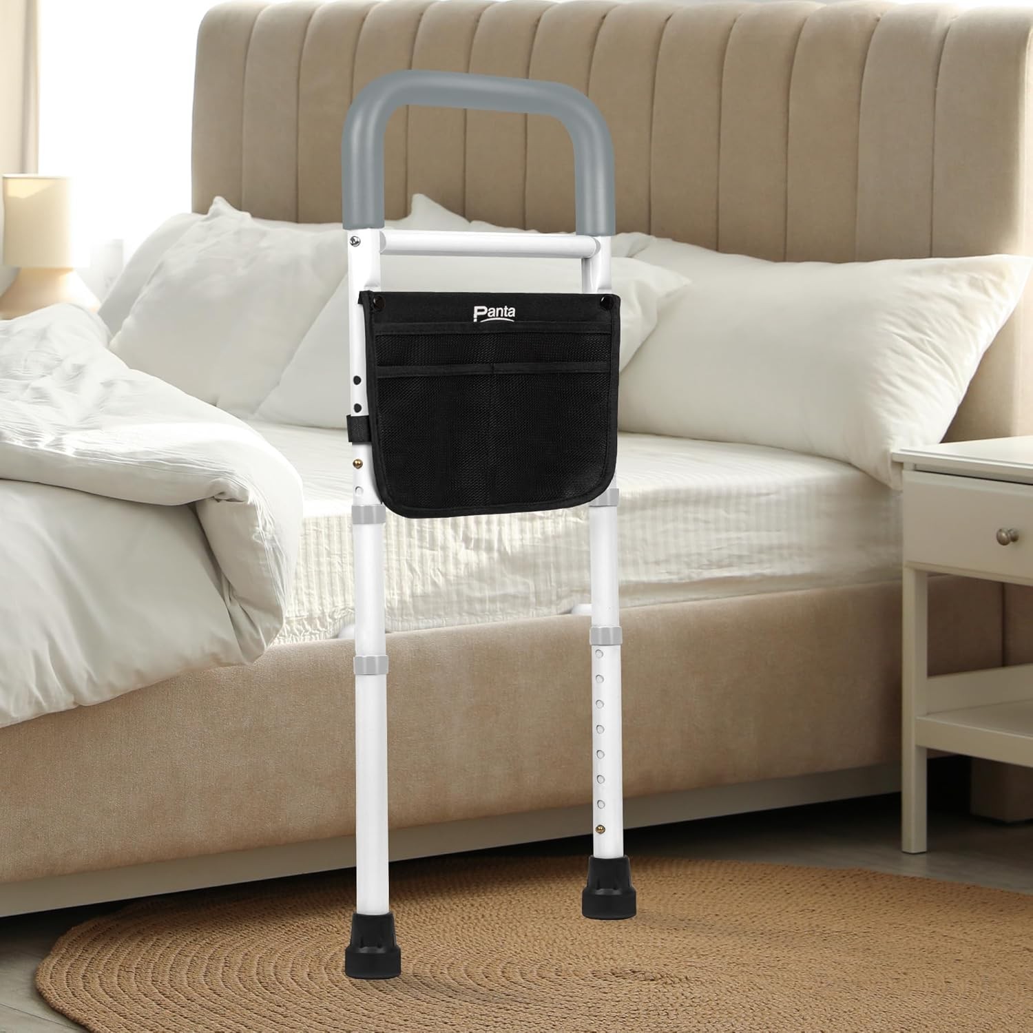 Bed Rails for Elderly Bed Side Assist Rail With Storage Pouch Height Adjustable