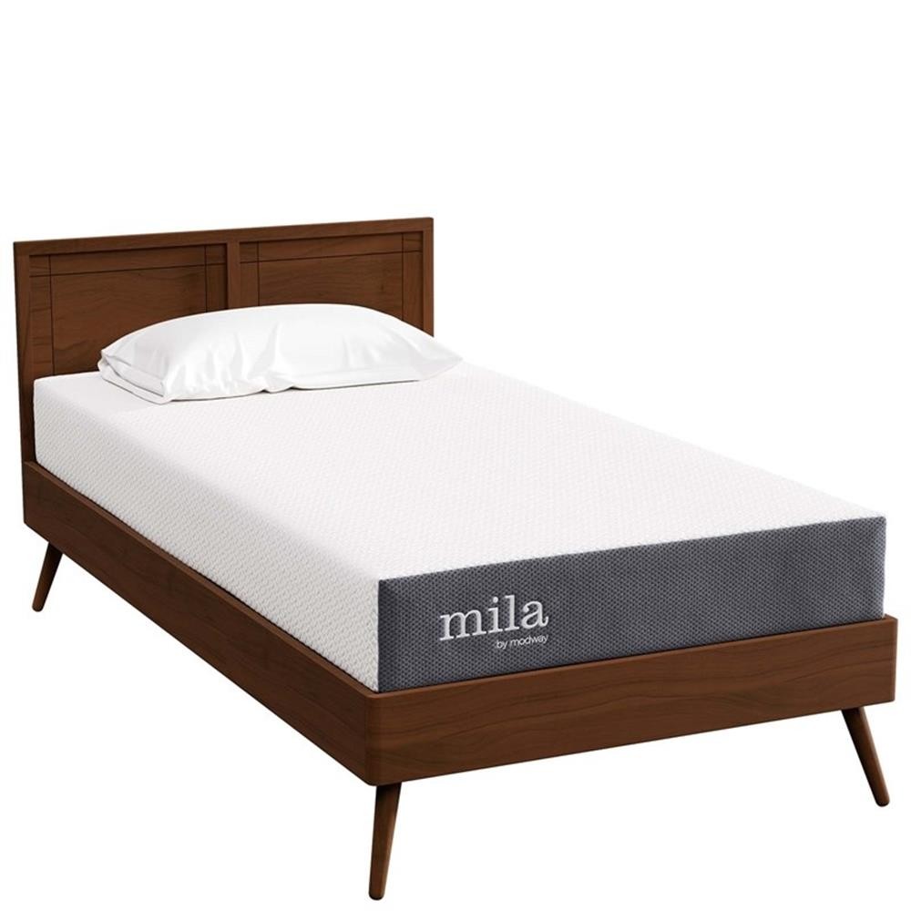 Modway Mila 8″ Twin Modern Style Memory Foam Mattress in Gray