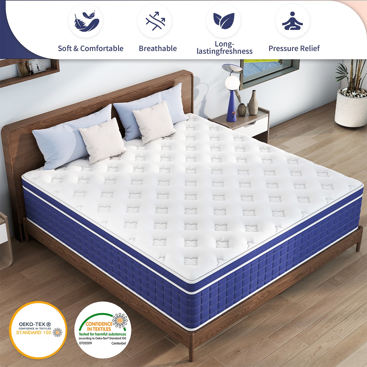 14/12 Inch Twin Full Queen King Size Mattress Memory Foam Spring Bed-in-a-Box