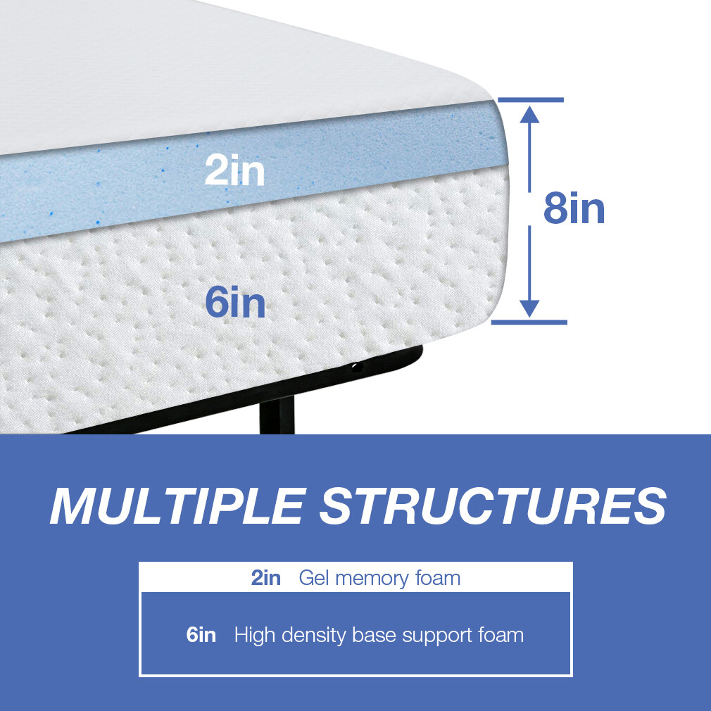 8″ Gel Memory Foam Mattress Twin Full Queen King Mattress Cool Sleep In A Box