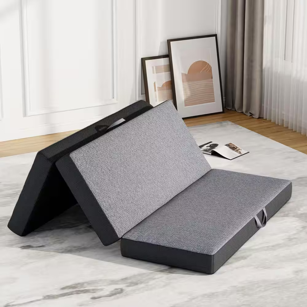 Bedroom Queen Size Medium Memory Foam Mattress, 6 In. Futon Floor Folding Mattre