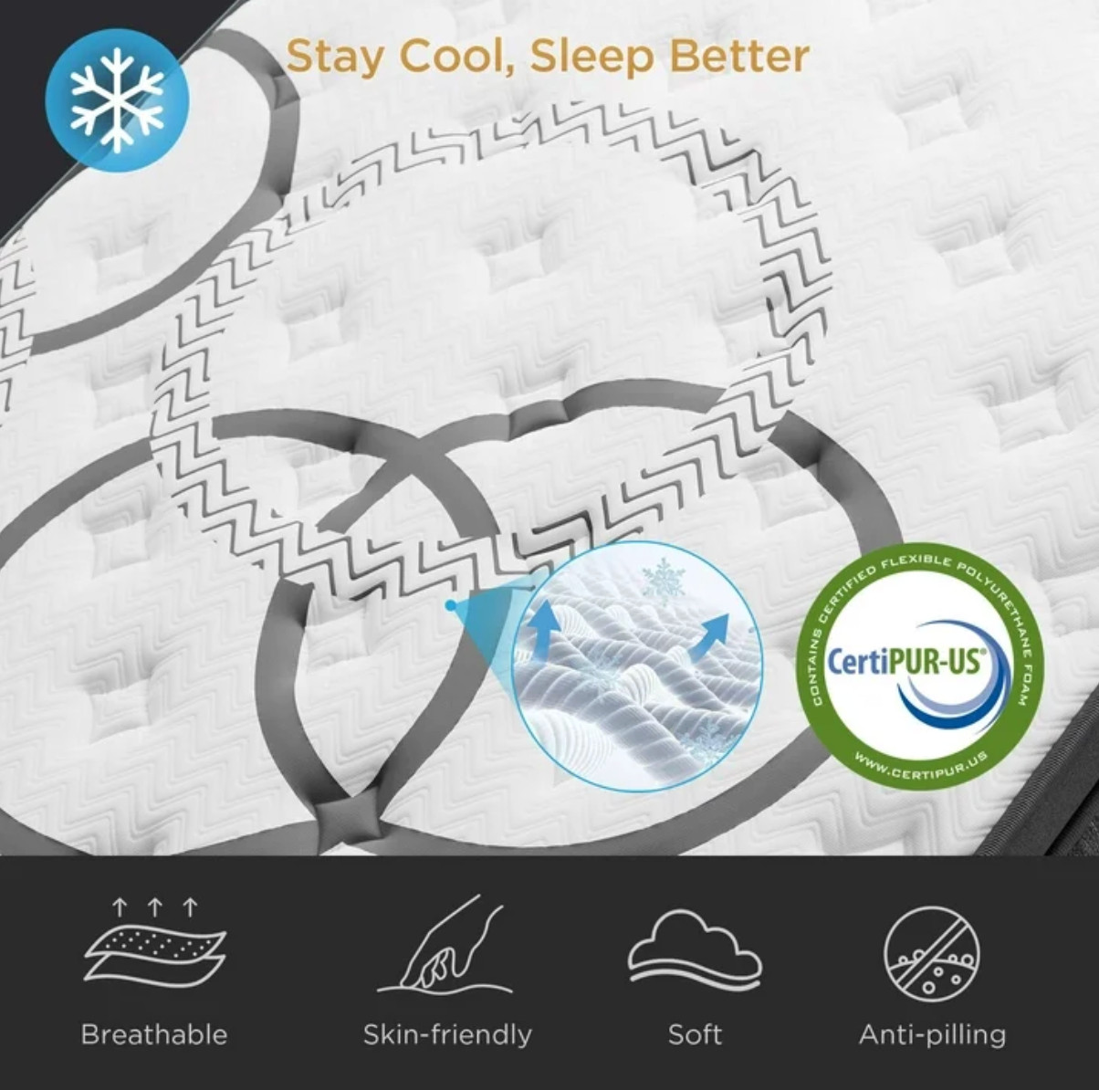 12″ Colchon KING Gel Memory Foam Hibrido Cama King Mattress Medium Firm Hybrid