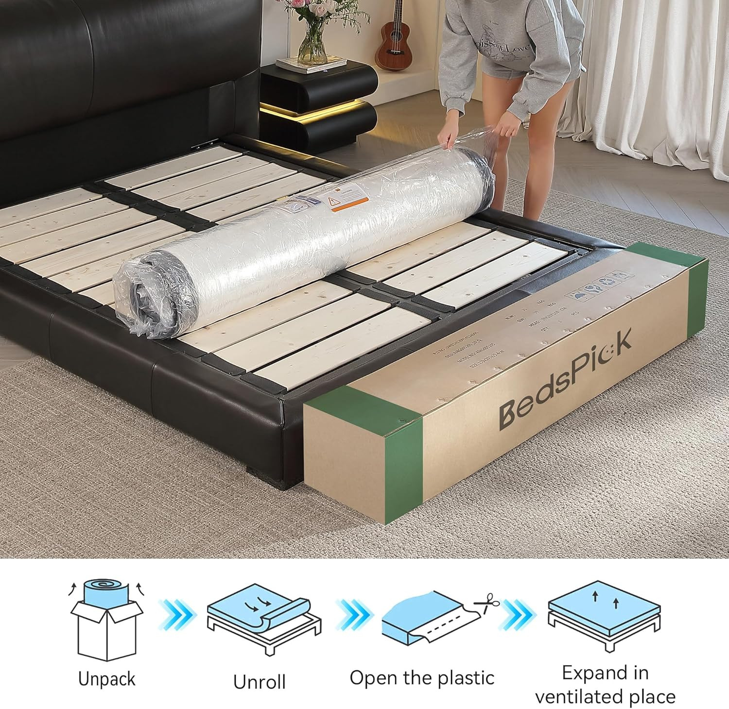 10″ Full/Queen Size Mattress Hybrid Mattress Gel Memory Foam Breathable In A Box