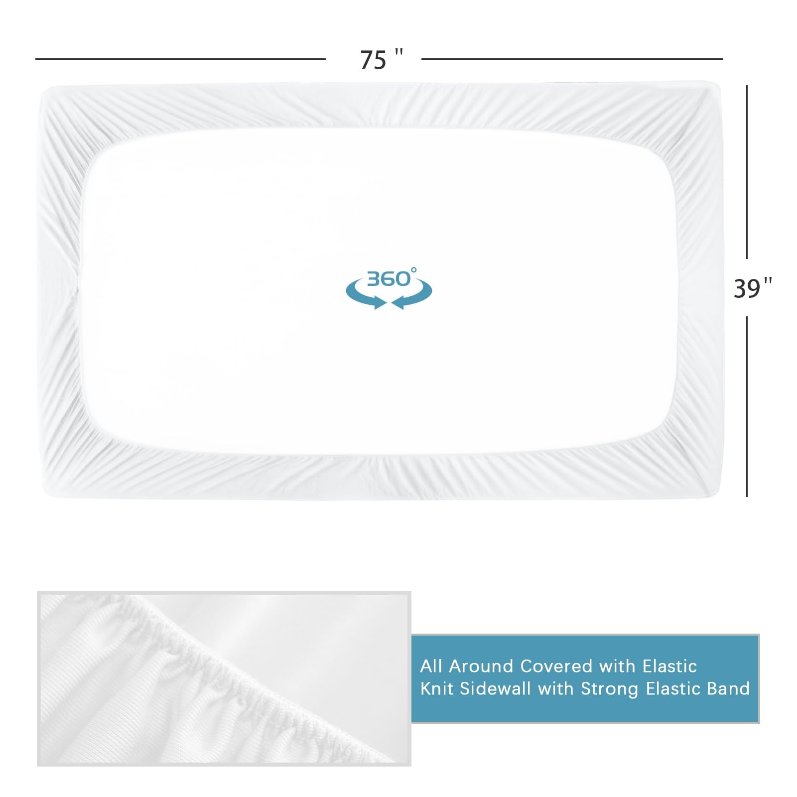 2 Pack Twin Mattress Protector 38″ x 75″, White