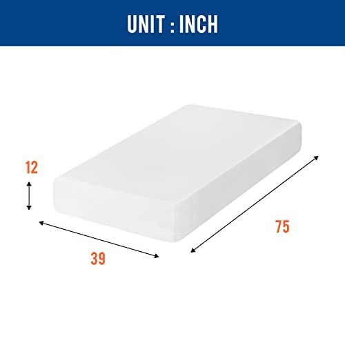 FDW 12 Inch Twin Gel Memory Foam Mattress Medium Firm White Bed in a Box