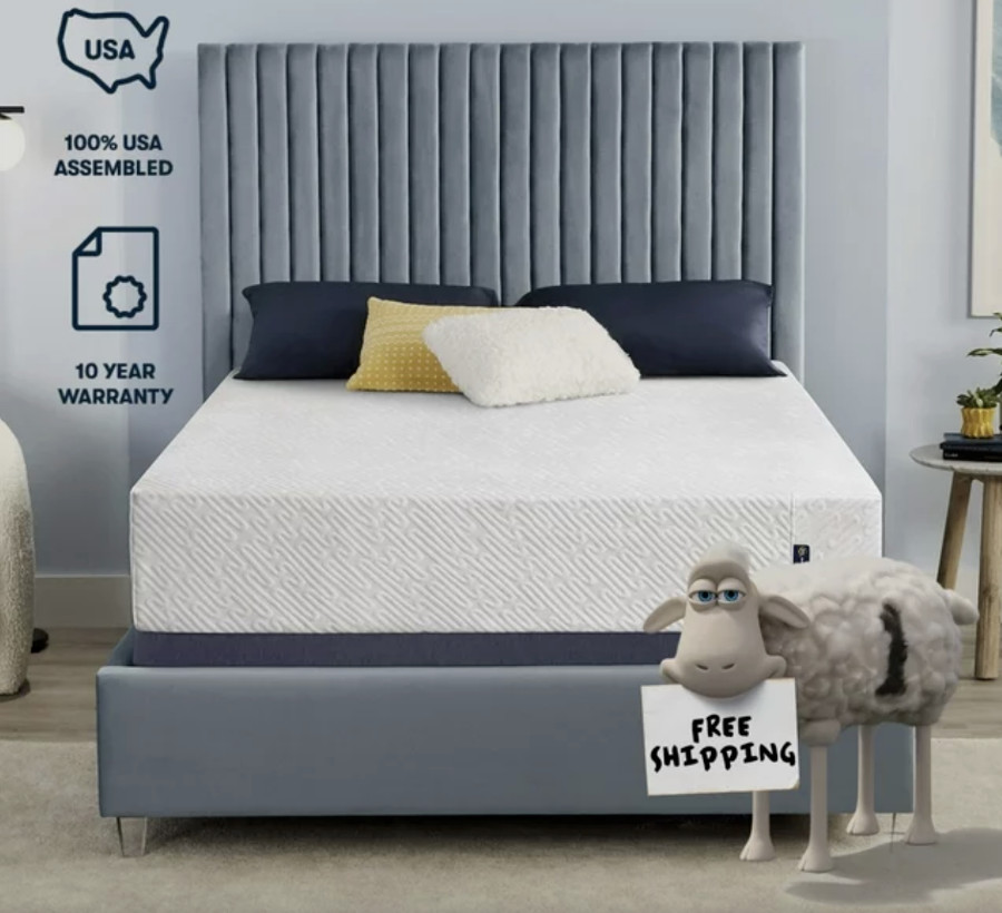 12″ Serta Medium Cooling Gel Memory Foam Mattress In A Box QUEEN SIZE Bedding