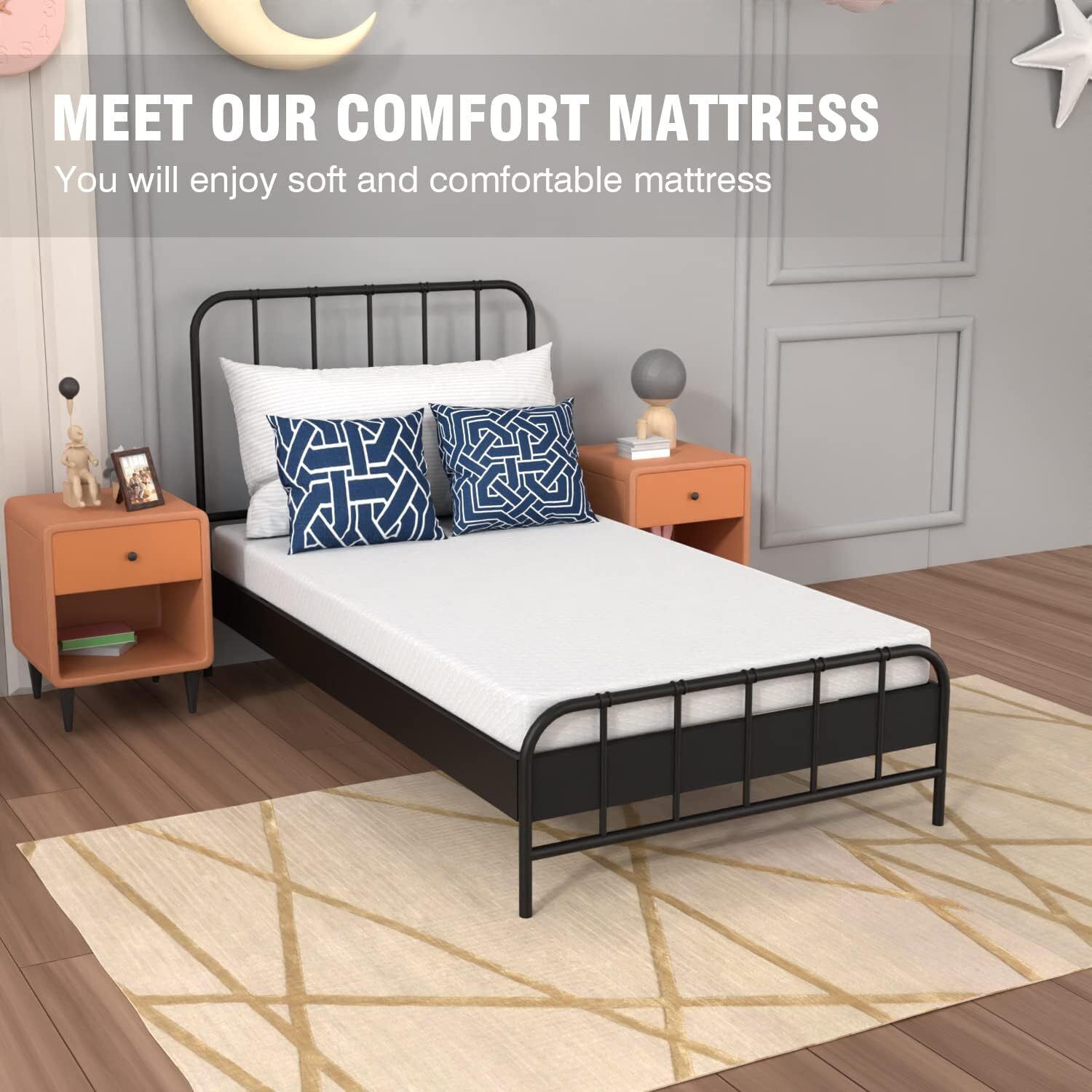 5 Inch Gel Memory Foam Mattress Cool Sleep & Comfy Support In A Box Twin Size