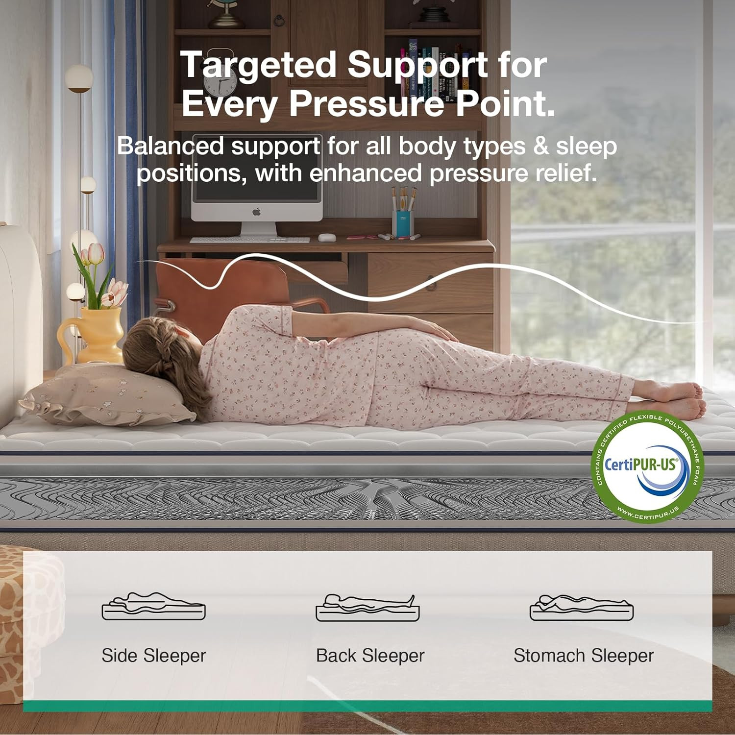 6 Inch Twin Mattress,Bonnell Spring Hybrid Mattresses for Spine Support & Coolin