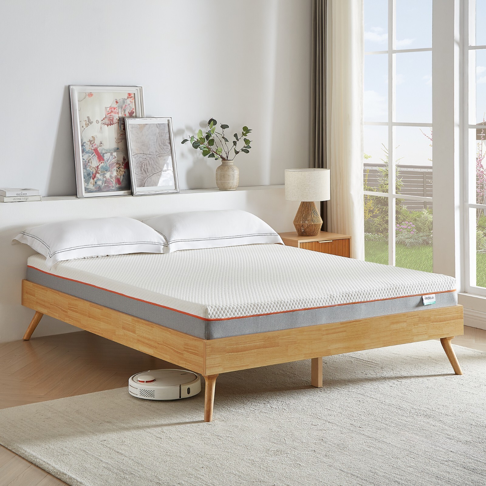 VECELO 8 Inch Mattress Charcoal Infused Memory Foam Medium Firm Pressure Relieve