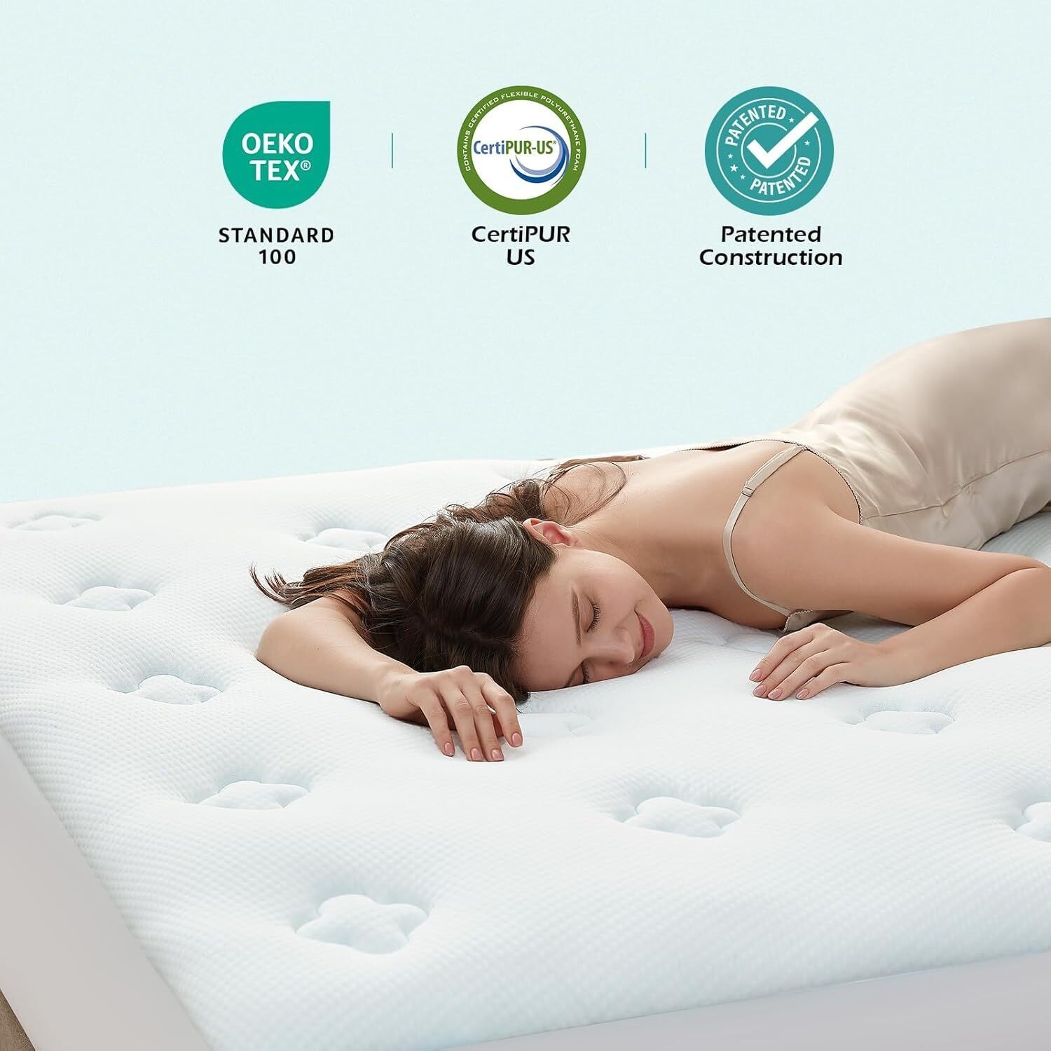 Memory Foam King Size Mattress Topper King Mattress Pad with Deep Pocket White