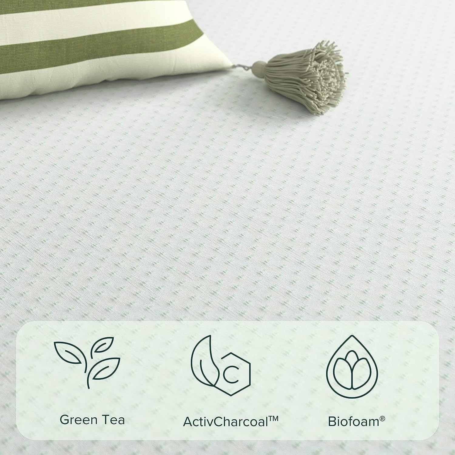 12 Inch Green Tea Memory Foam Mattress, Fiberglass Free, Patented Custom Contour