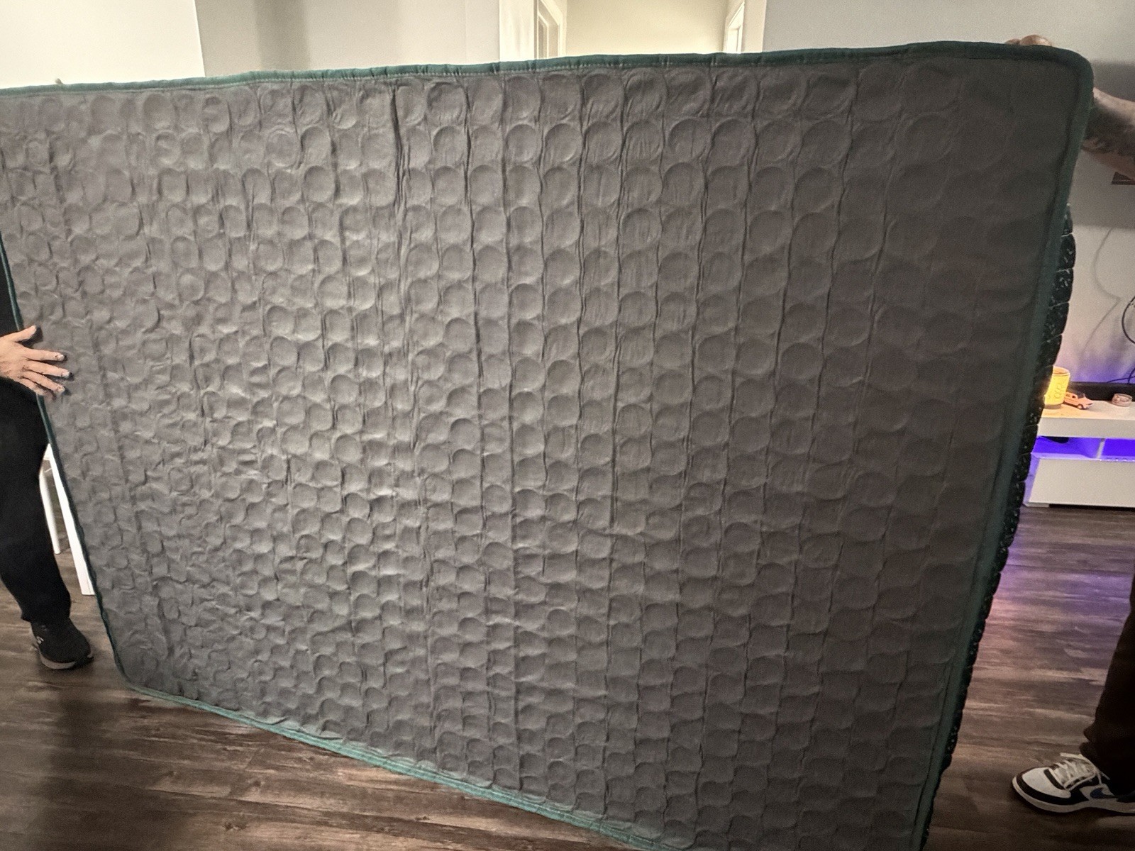 White and Gray Geometric Rectangle Mattress for Adults Bedroom Modern Design