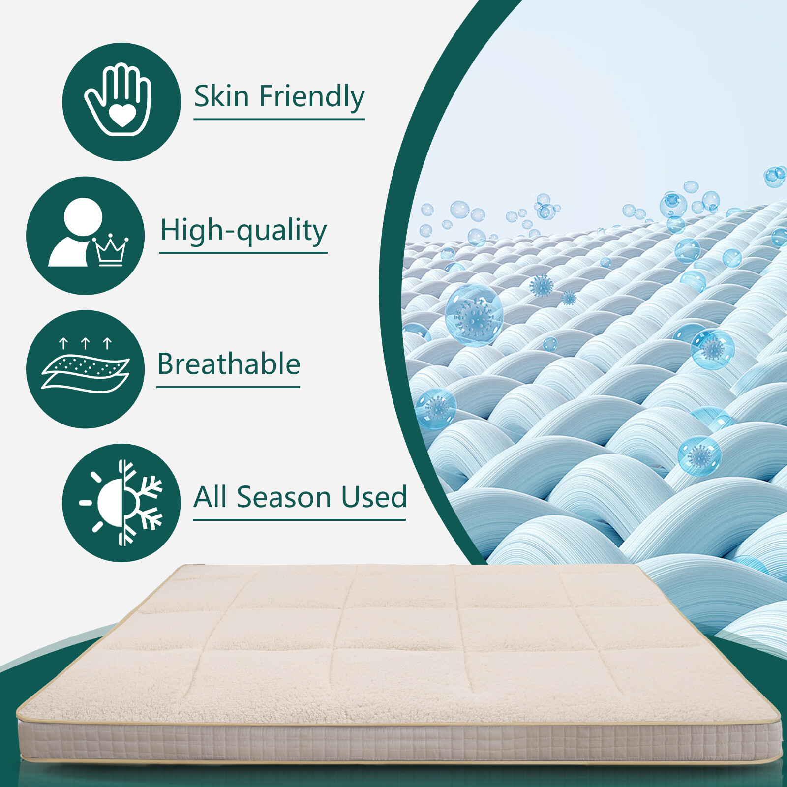 SUNYRISY 4 In Folding Mattress Foldable Sherpa Fleece Mattress 2-Use Tatami Mat