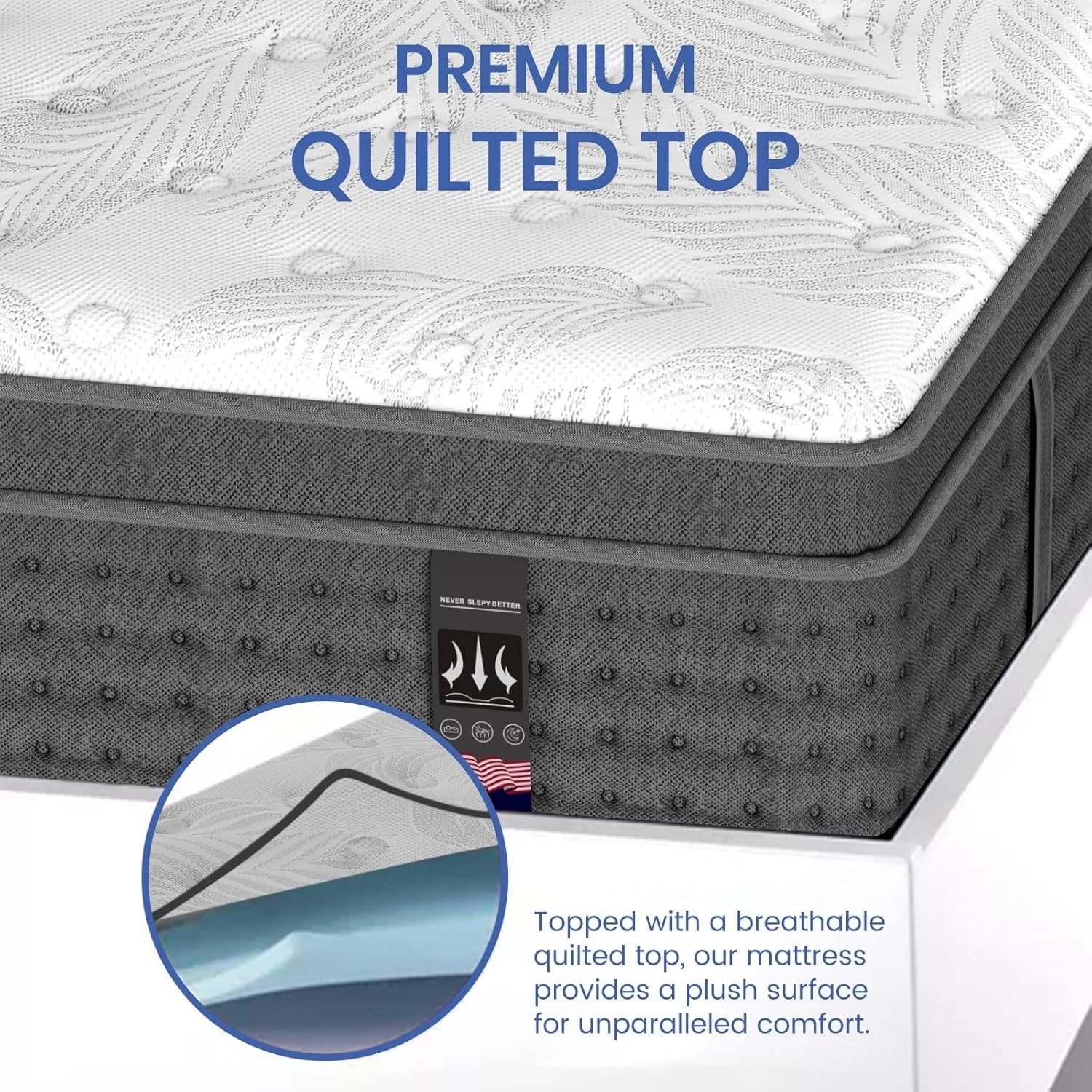 14″ Queen Size Mattress Hybrid Foam Pocket Coils Bed In a Box,Motion Isolation
