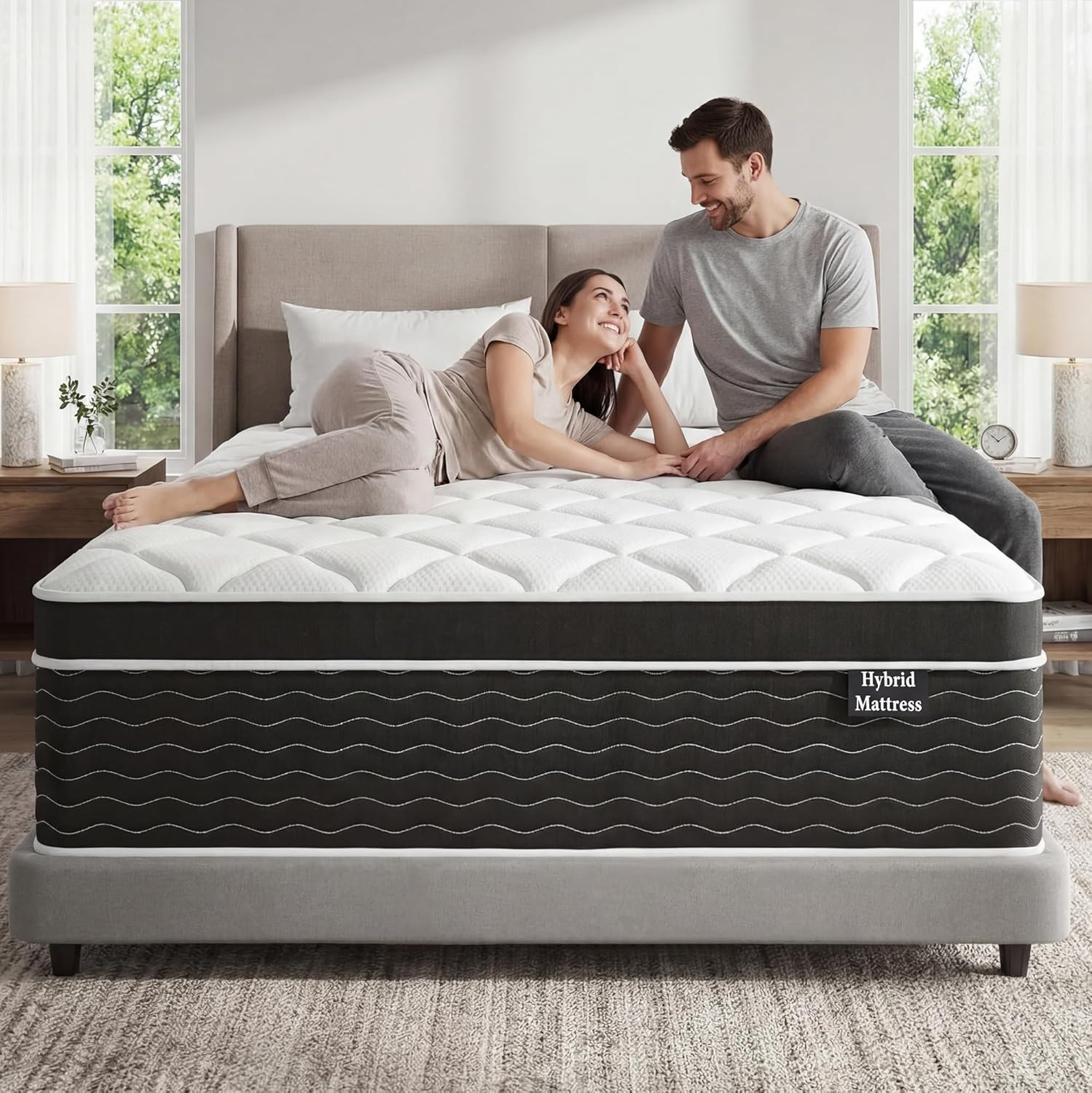 Luxury King Size Mattress 12 Inch, Hybrid Firm King Mattress in a Box, 7-Zones&
