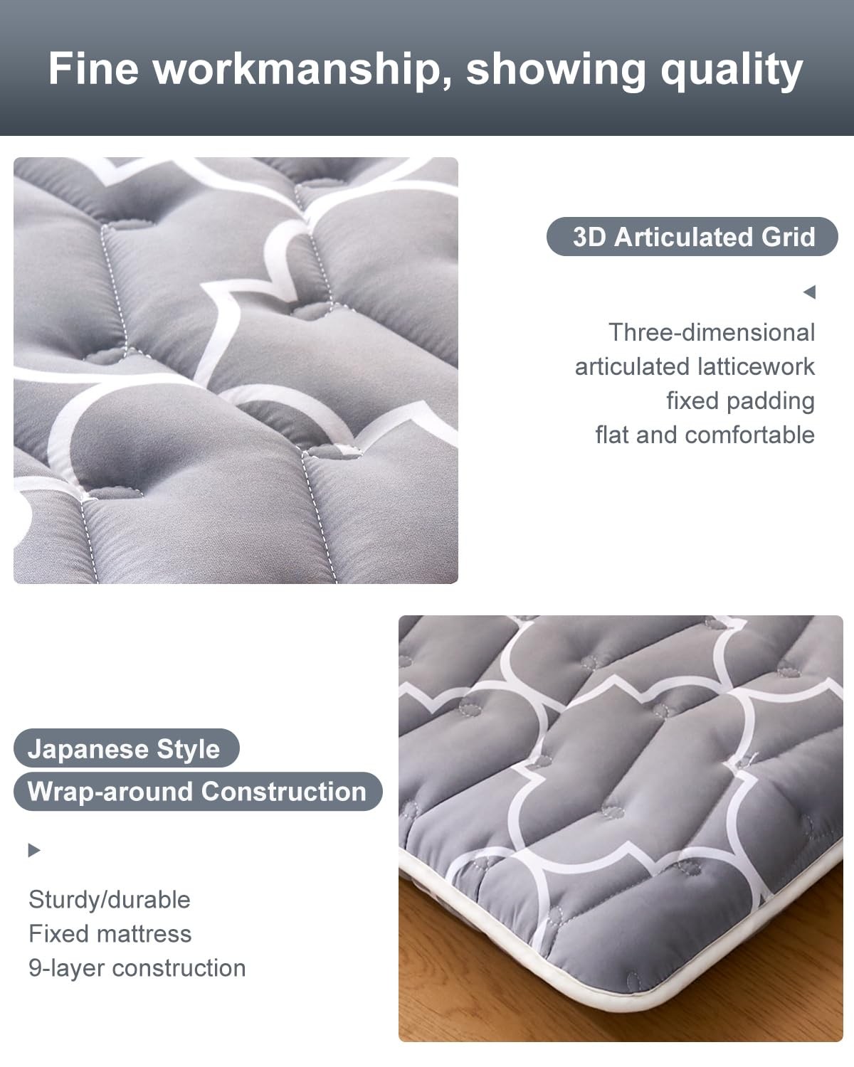 6th Generation Japanese Floor Futon Mattress – Extra-Thick 9-Layer Modern Fut…