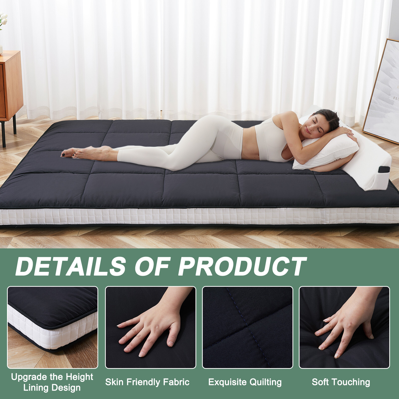 SLSY Japanese Futon Mattress Foldable Roll Up Mat Boys Girls Dormitory Pad Kids