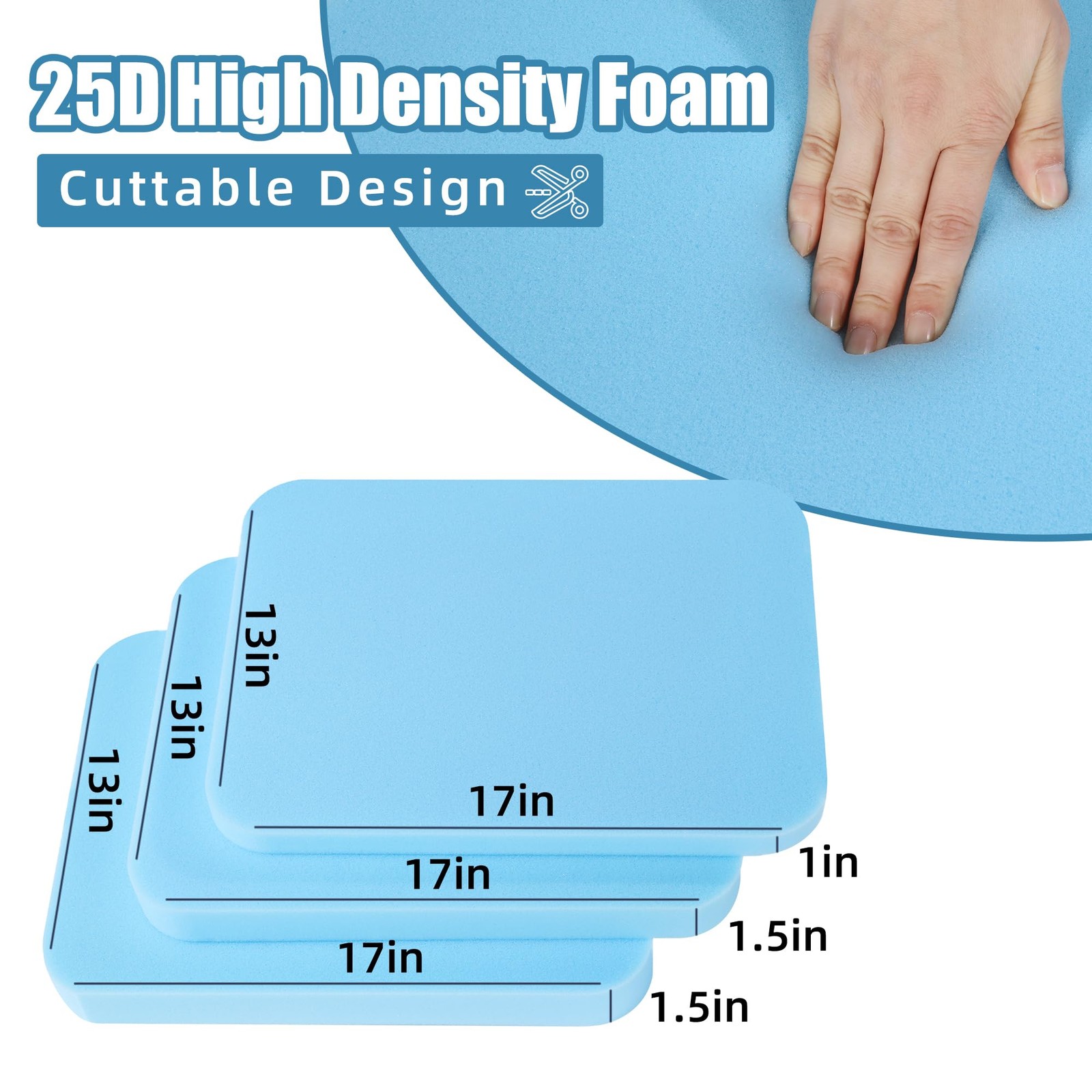 3 PCS High Density Foam Under Mattress Support Fix Sagging Bed Repair Layered