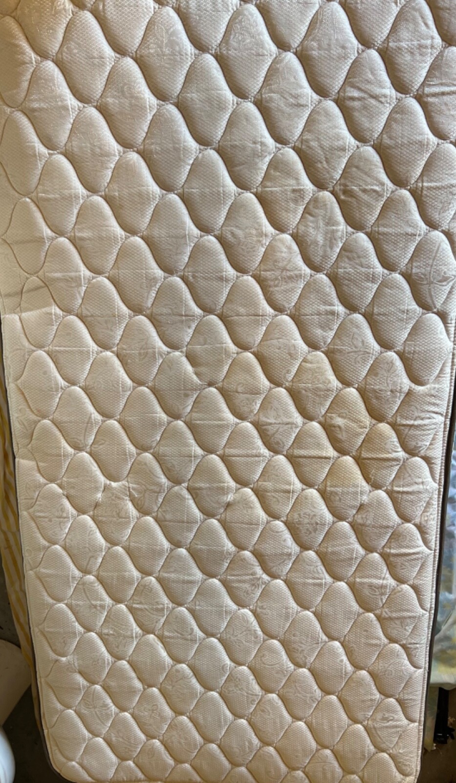 9 inch twin mattress w/ box spring and bed frame. slightly used barely slept in