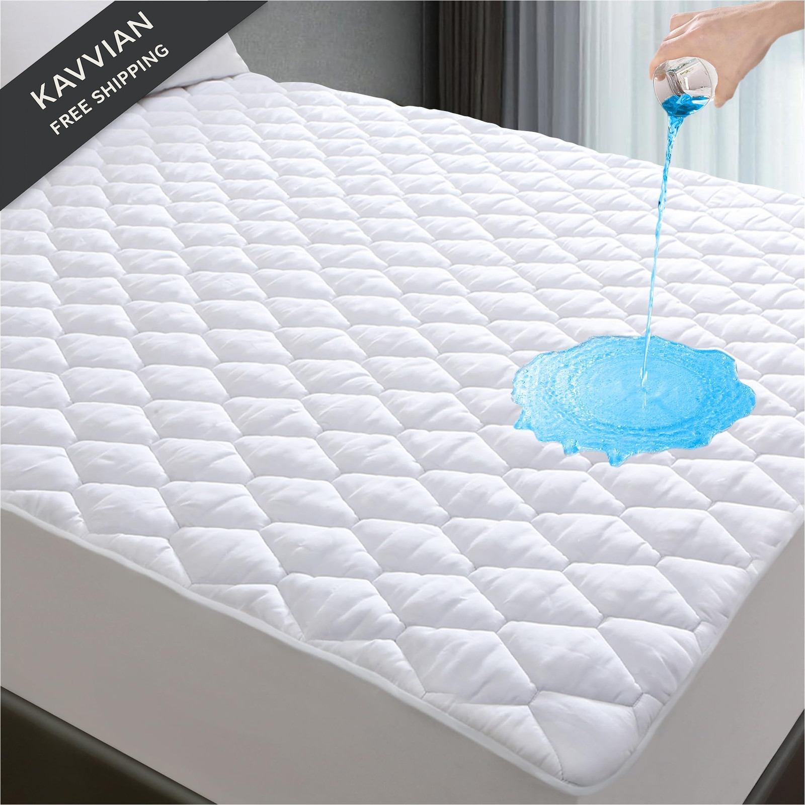 Lunsing Soft Queen Waterproof Mattress Protector, Breathable Queen, White