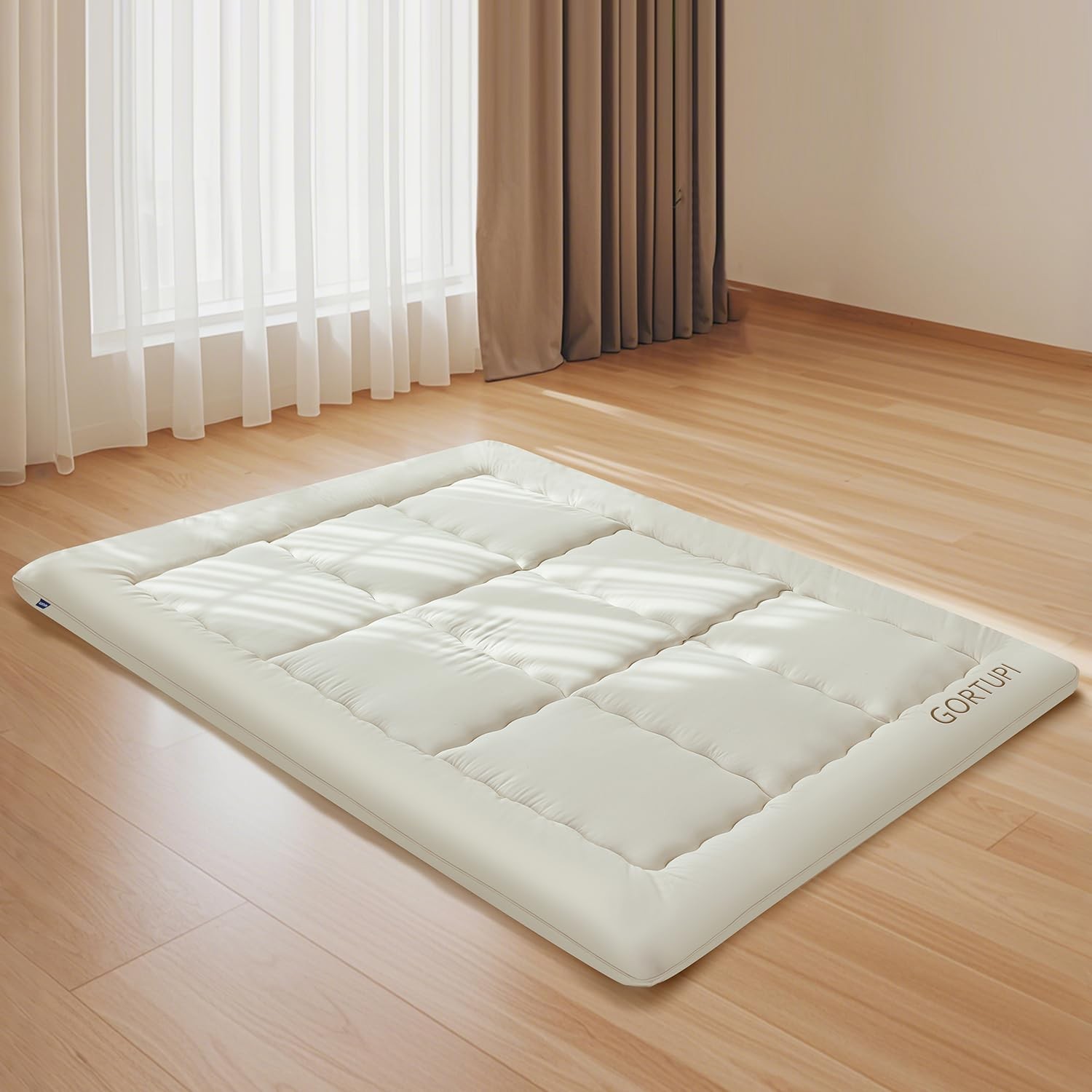 Colchonetas Para Dormir En El Piso Queen Size 3 Pulgadas Adultos Beige Portatil