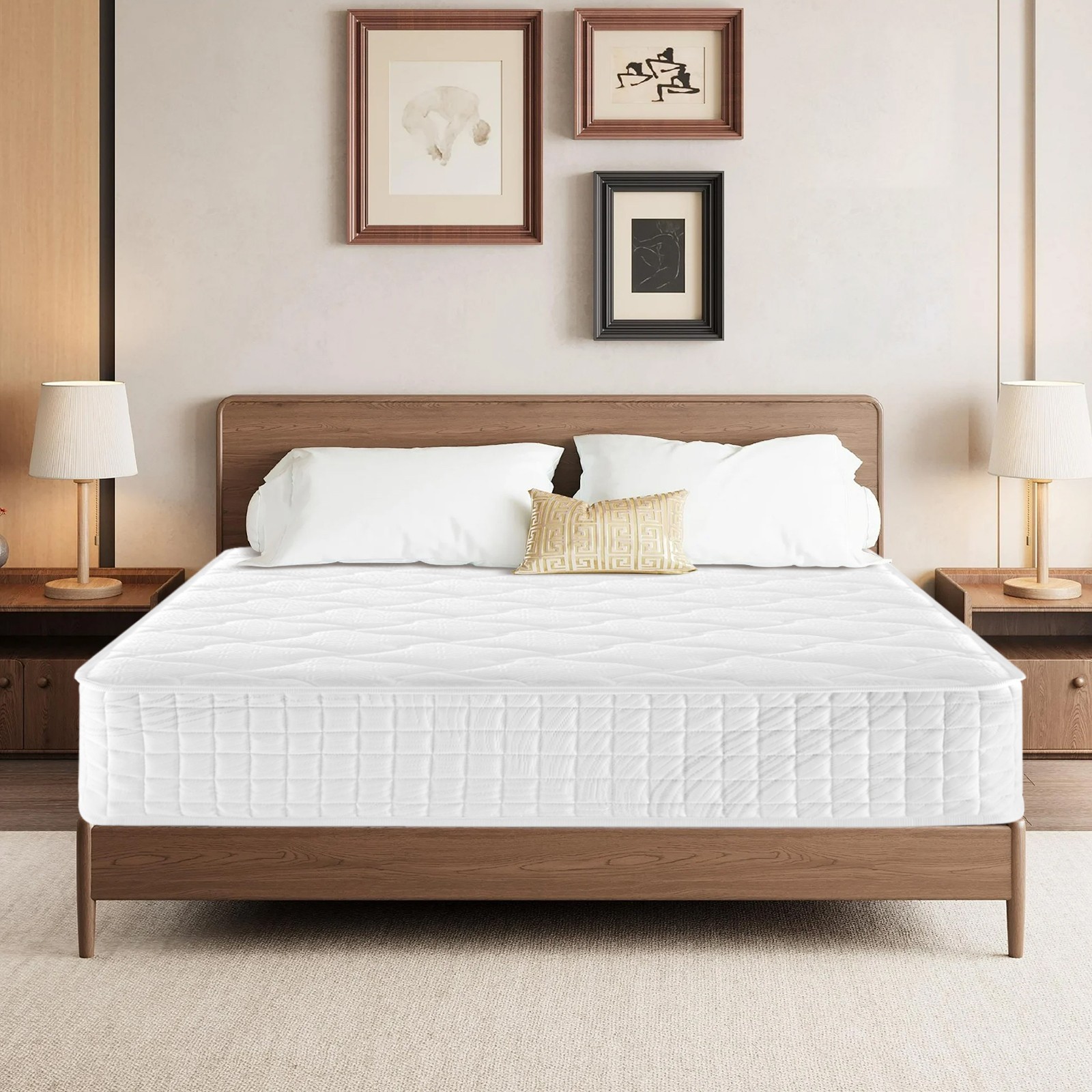 10″ 12″ Gel Memory Foam Mattress Hybrid Spring Twin Full Queen King Bed In A Box