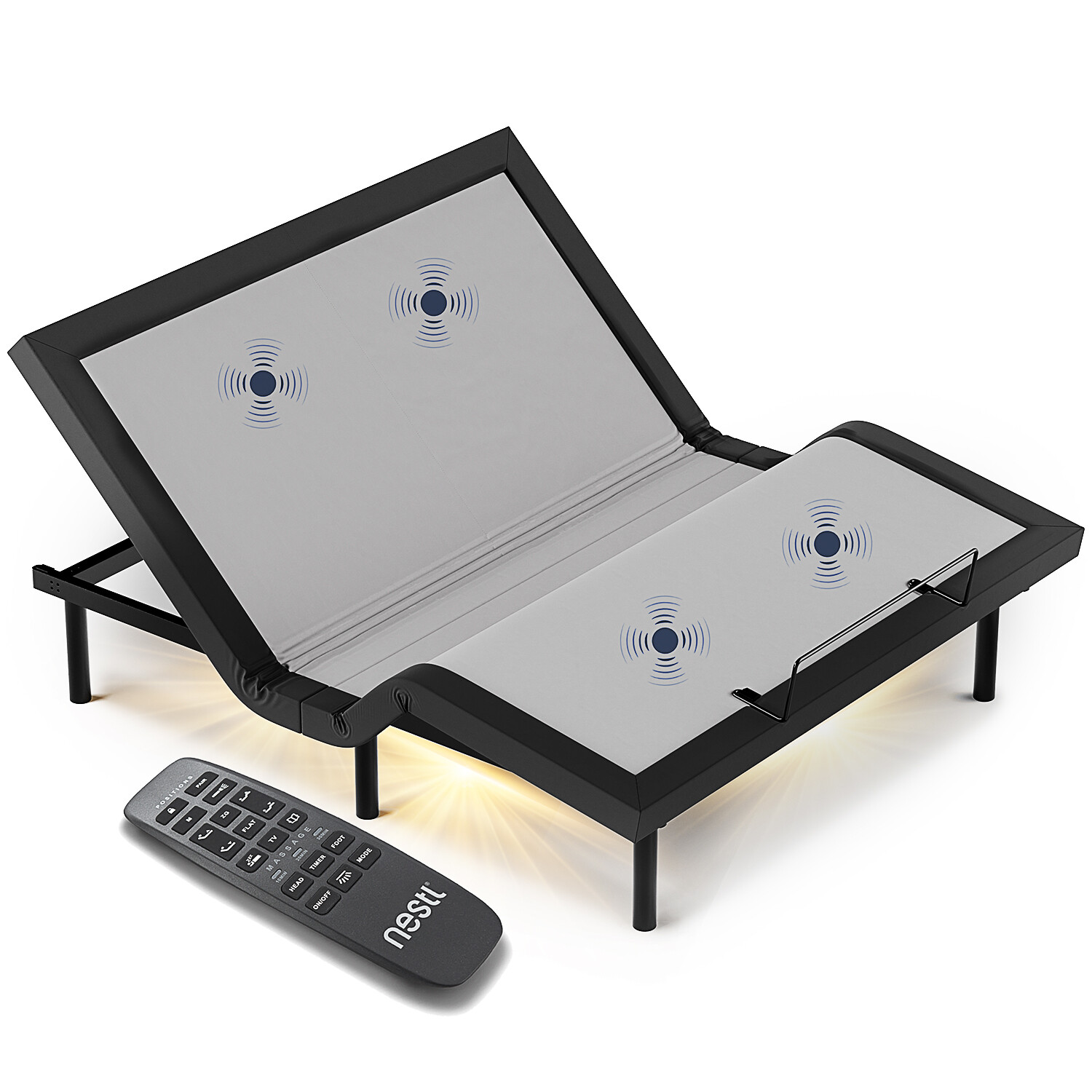 Adjustable Bed Base Massage Bed Frame Optional Remote, USB Ports, LED