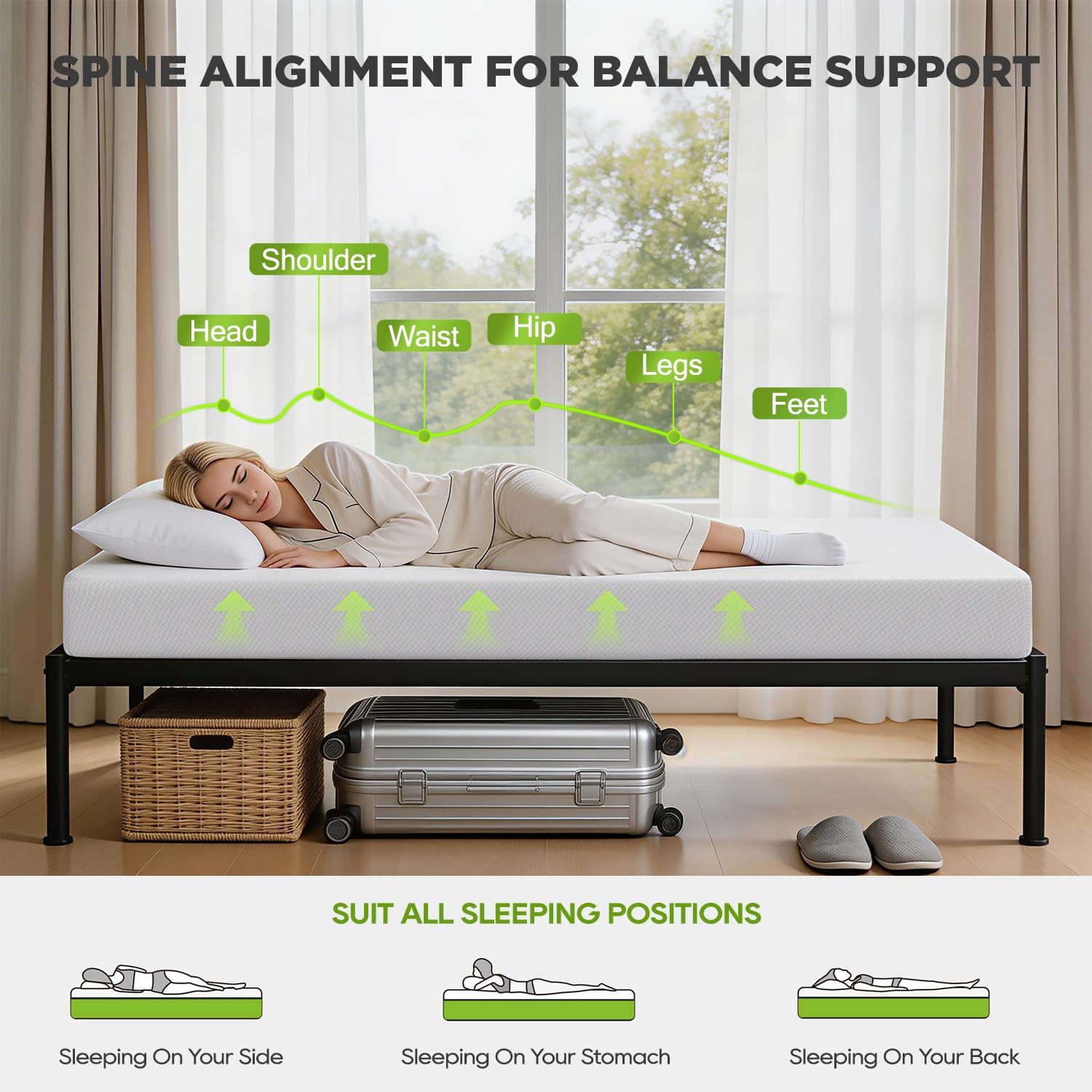 FDW 8 Inch Twin Mattress, Base Foam, Medium Firm Support, Breathable & Comfor…