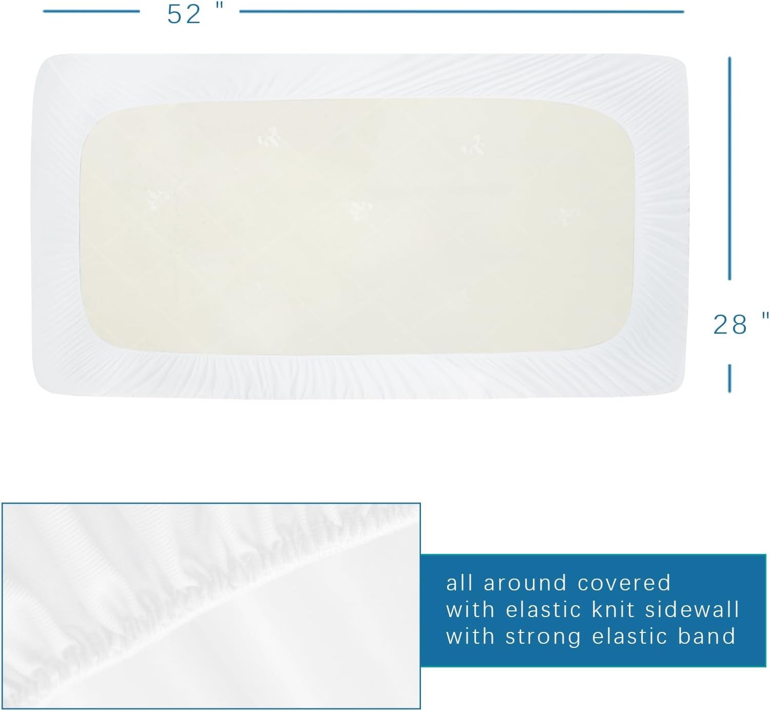 Crib Mattress Protector Waterproof 2 Pack Sheets Fitted Crib, White