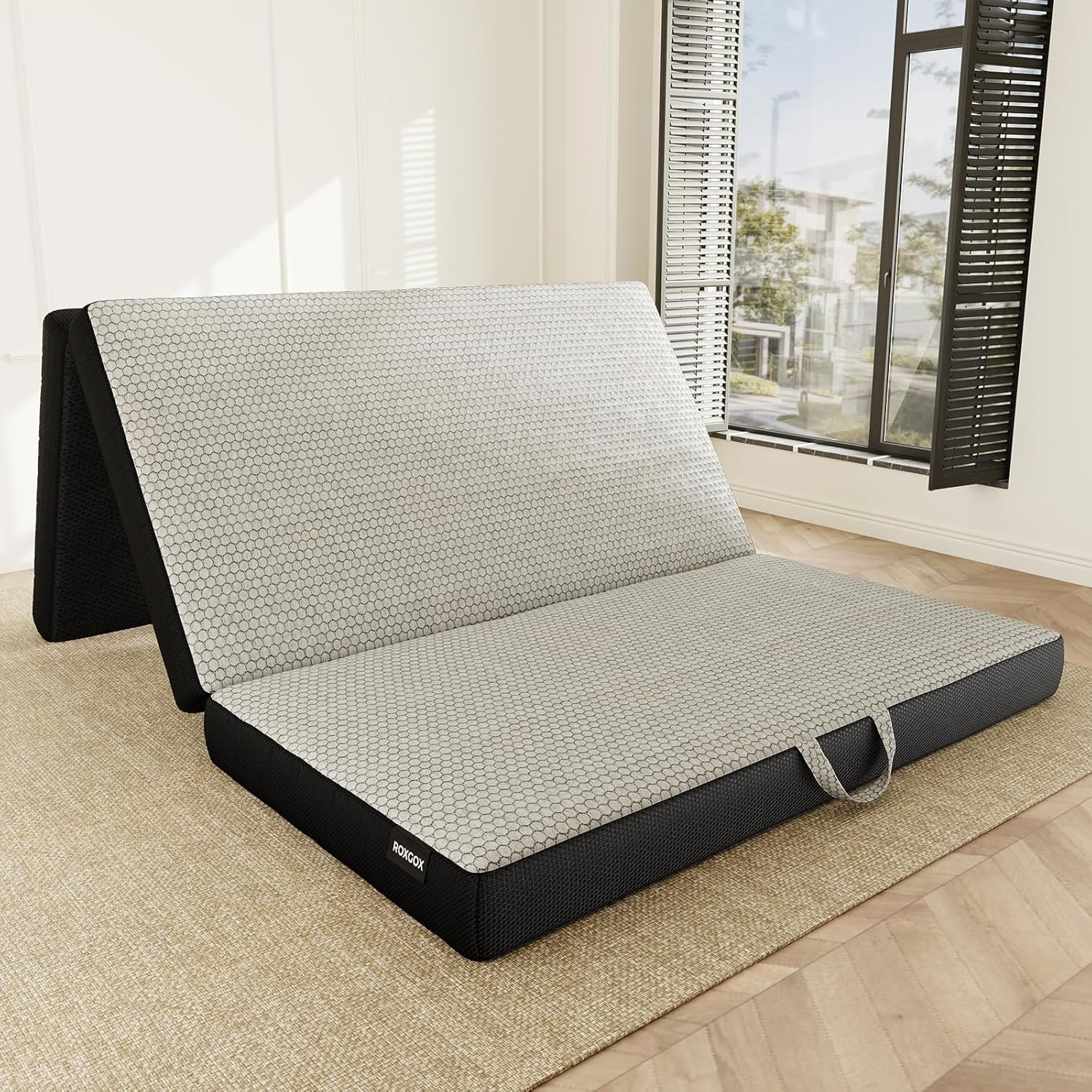 Memory Foam Trifold Mattress, Full Portable Floor Bed 6 Inch, Foldable Mat with