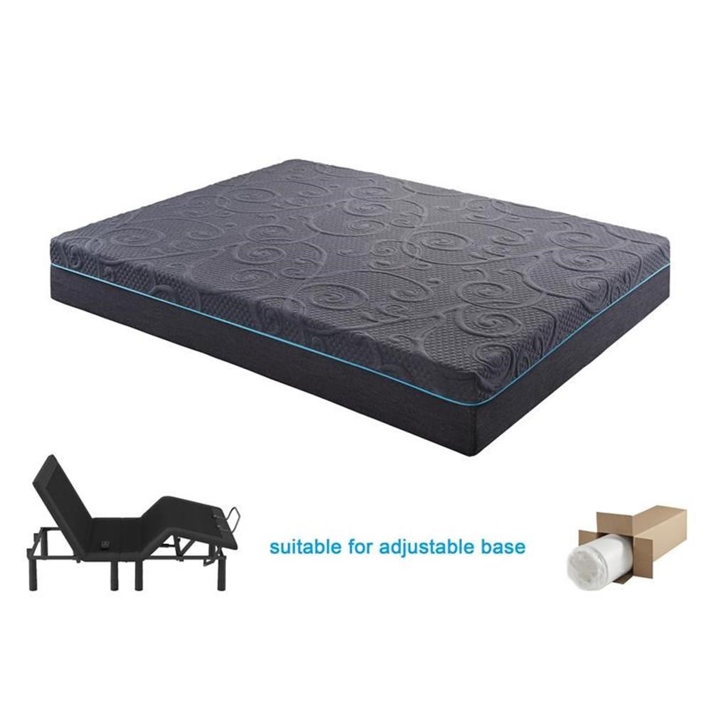 Lexicon Homelegance Bedding 11″ Fabric EK Gel Memory Hybrid Mattress in Gray