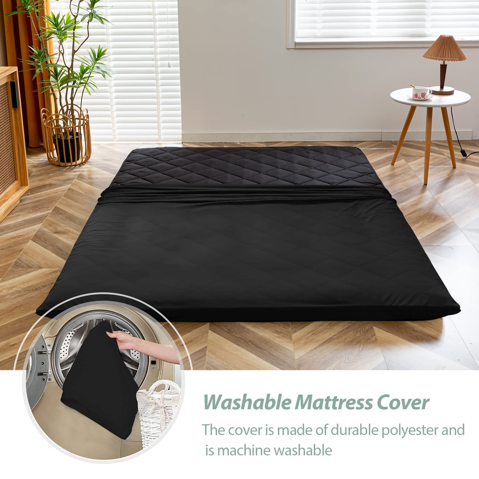 Japanese Floor Futon Mattress King Size, Floor Futon for Adults, Roll Up Fold…