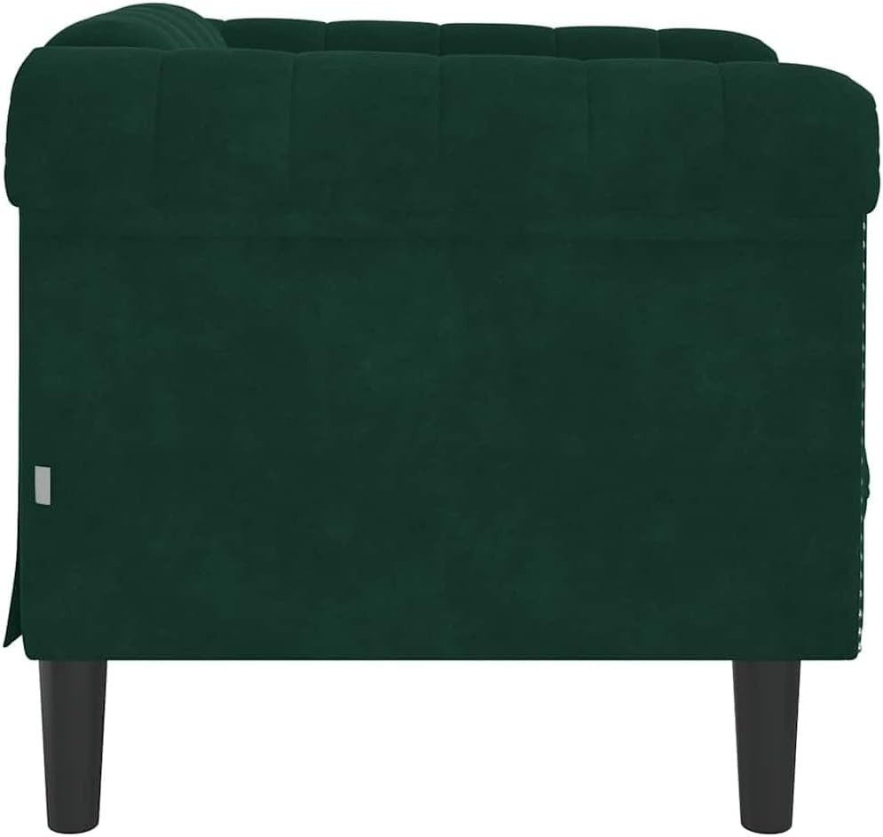 Dark Green Veet Sofa Chair, Modern Single Seater, Solid Wood Fre,