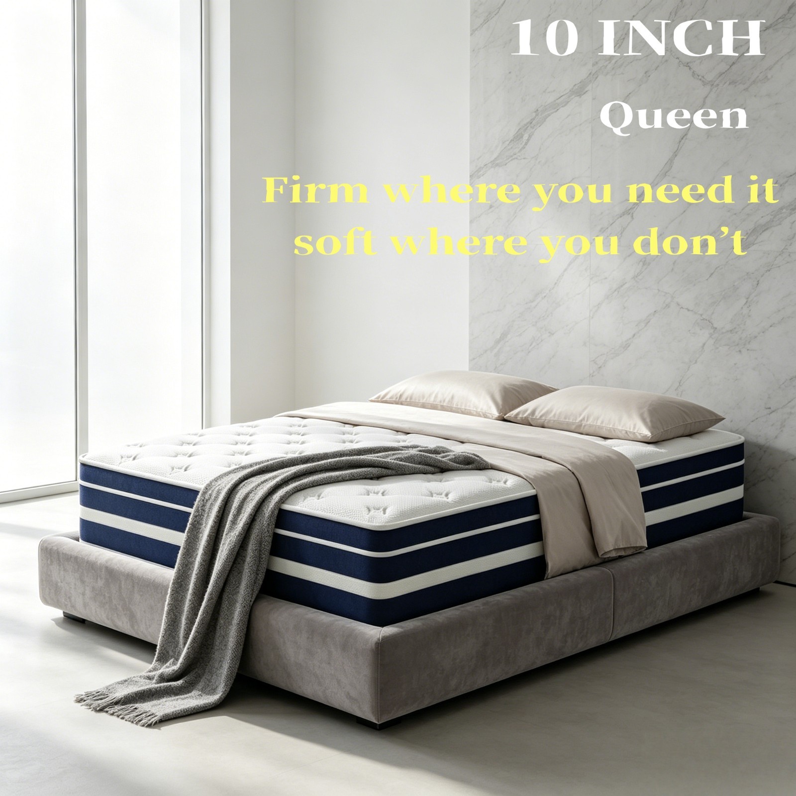 10″ Hybrid Mattress in a Box Queen Size Gel Memory Foam Pocket Spring 80×60×10”